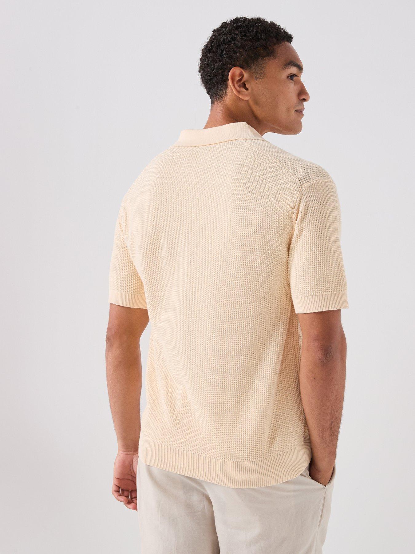 Image 2 of 6 of BOSS Kocello Open Collar Knitted Polo Shirt - Orange