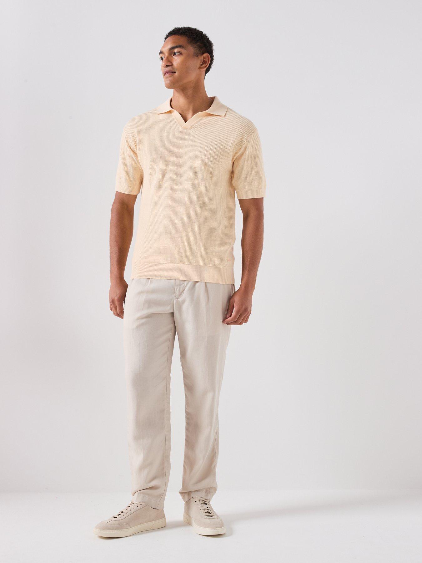 Image 3 of 6 of BOSS Kocello Open Collar Knitted Polo Shirt - Orange