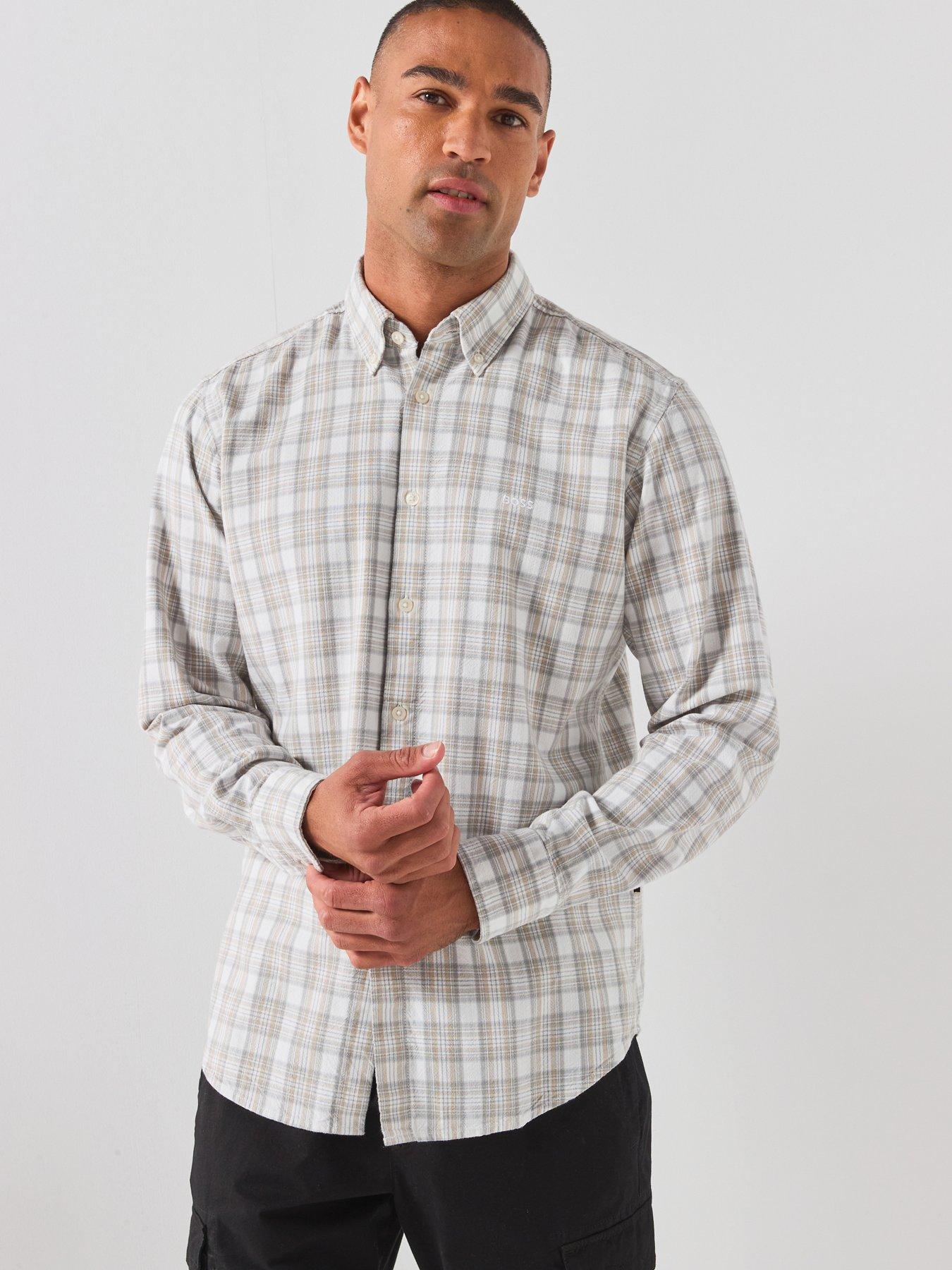 BOSS Boss Ricoplus_m Button Down Regular Fit Check Shirt - White