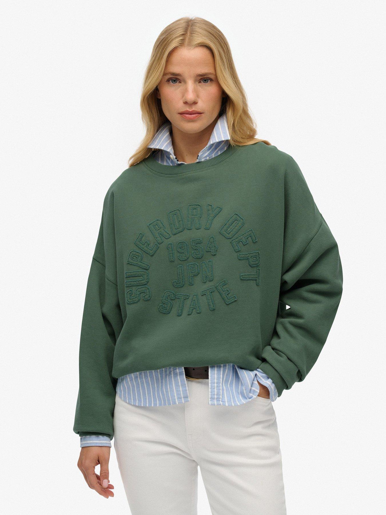 Superdry Athletic Tonal Applique Crew Sweatshirt - Green
