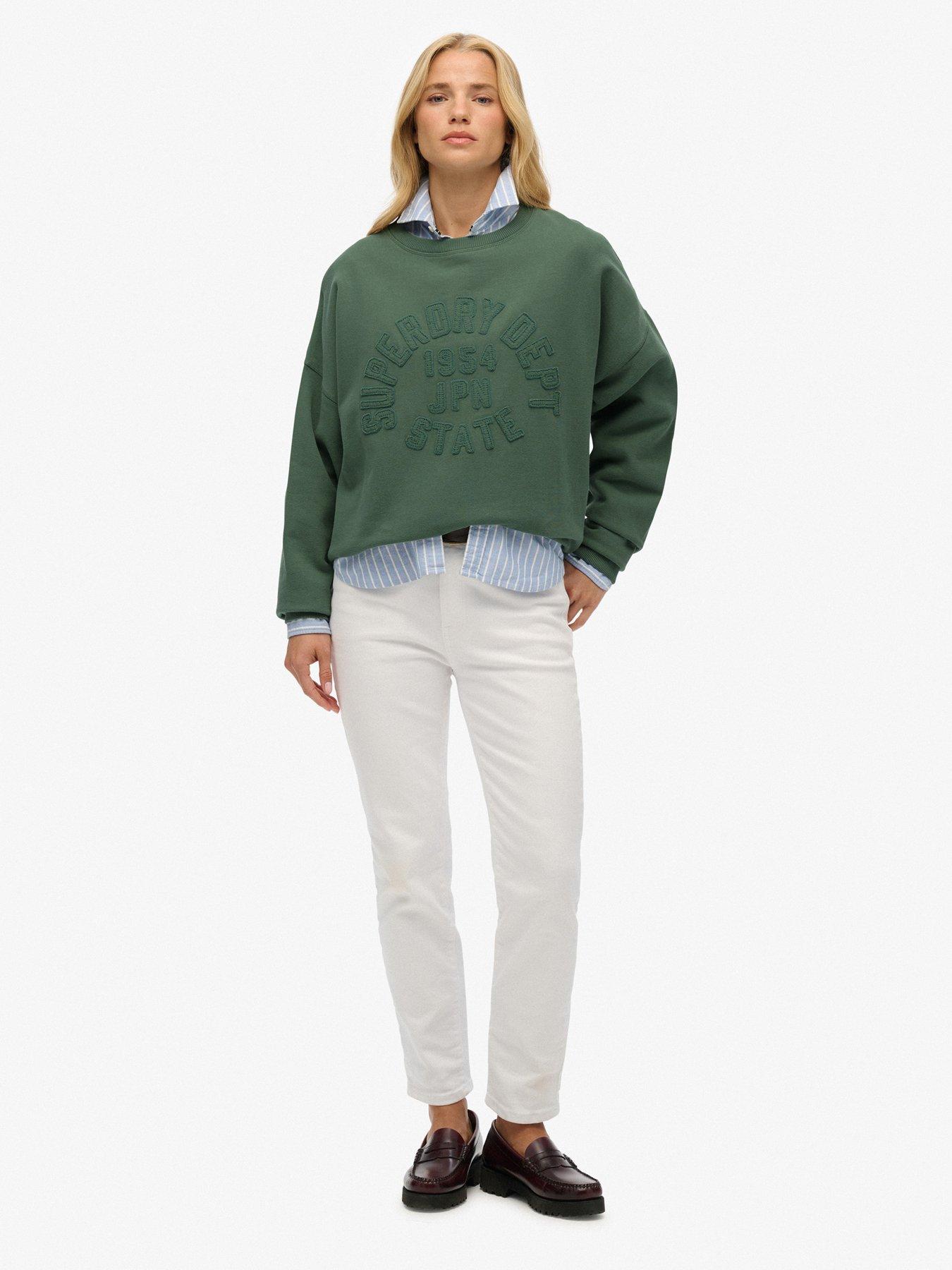 Image 3 of 5 of Superdry Athletic Tonal Applique Crew Sweatshirt - Green