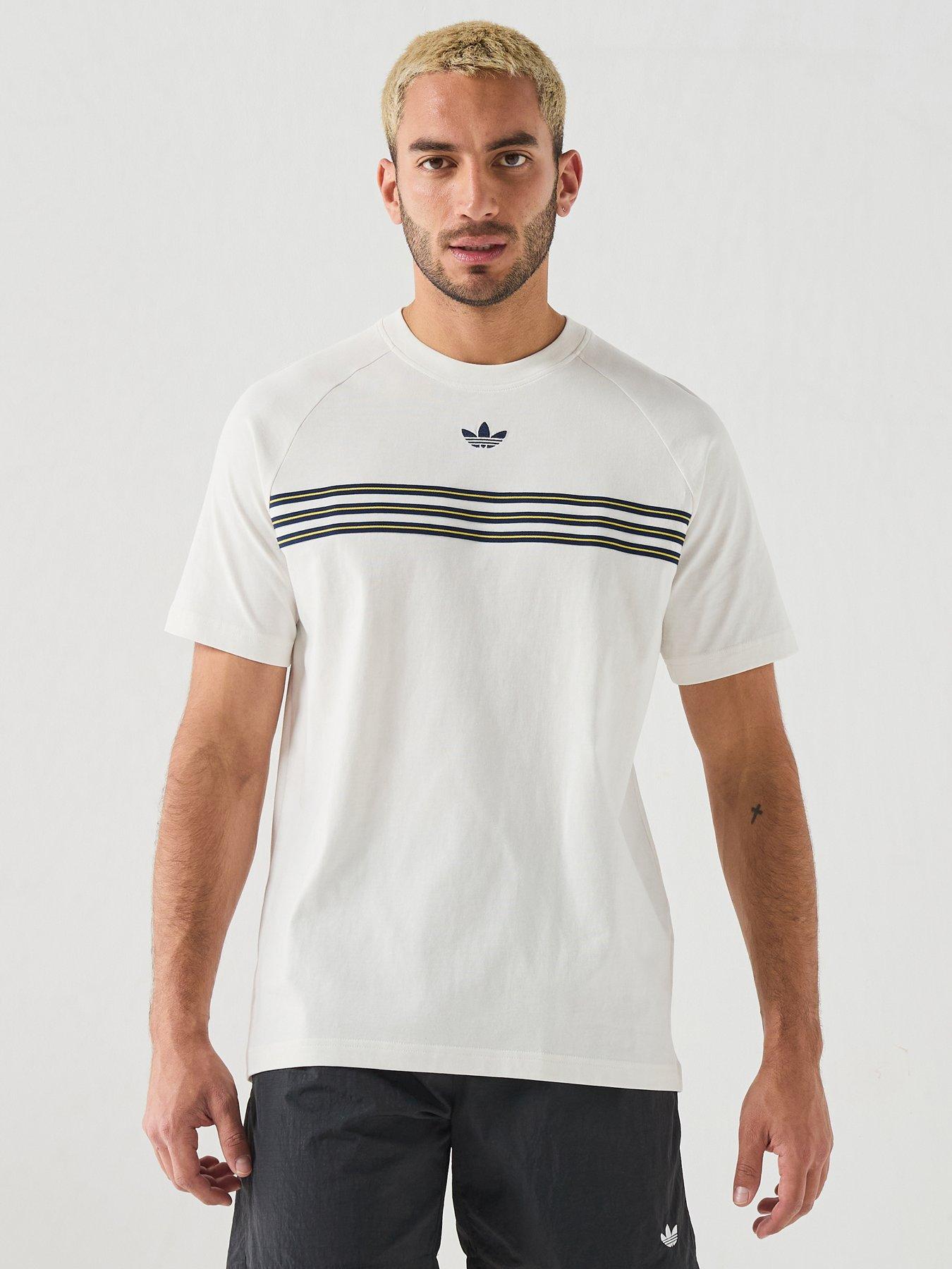 adidas Originals Men's Chest Stripes Cotton T-Shirt - White