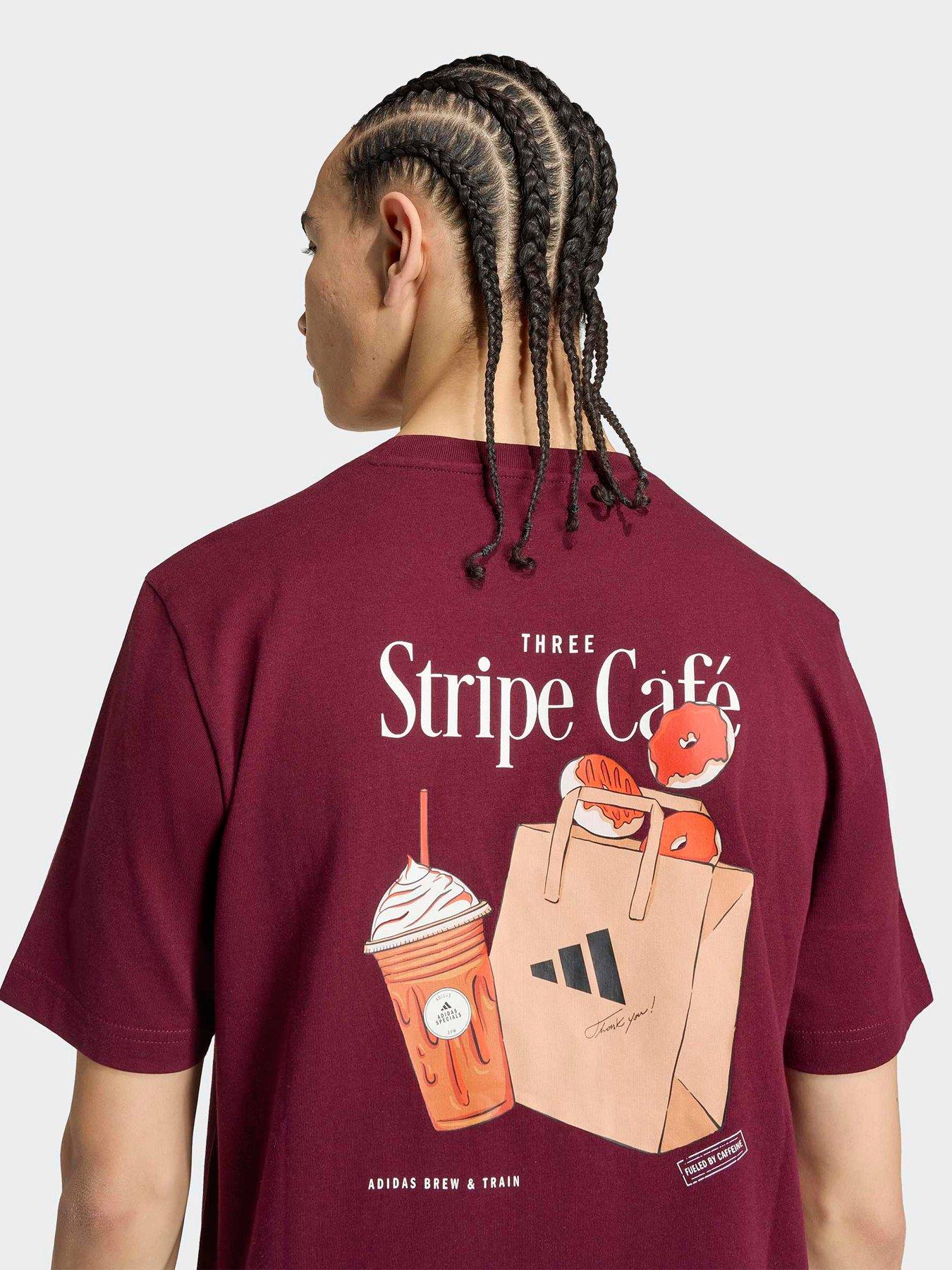 adidas Sportswear Men's Coffee Cafe Donut Bag Graphic T-Shirt - Burgundy