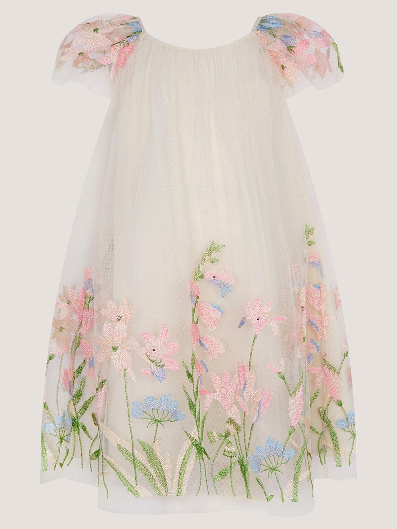 embroidered white linen dress Hendrix Midi Dress - Midnight Blues main image 1