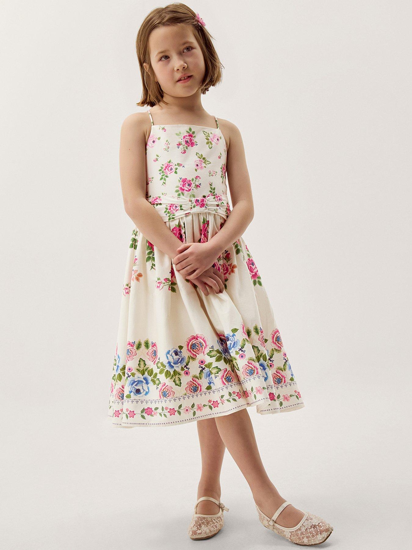 Monsoon Girls Rose Border Dress - Multi