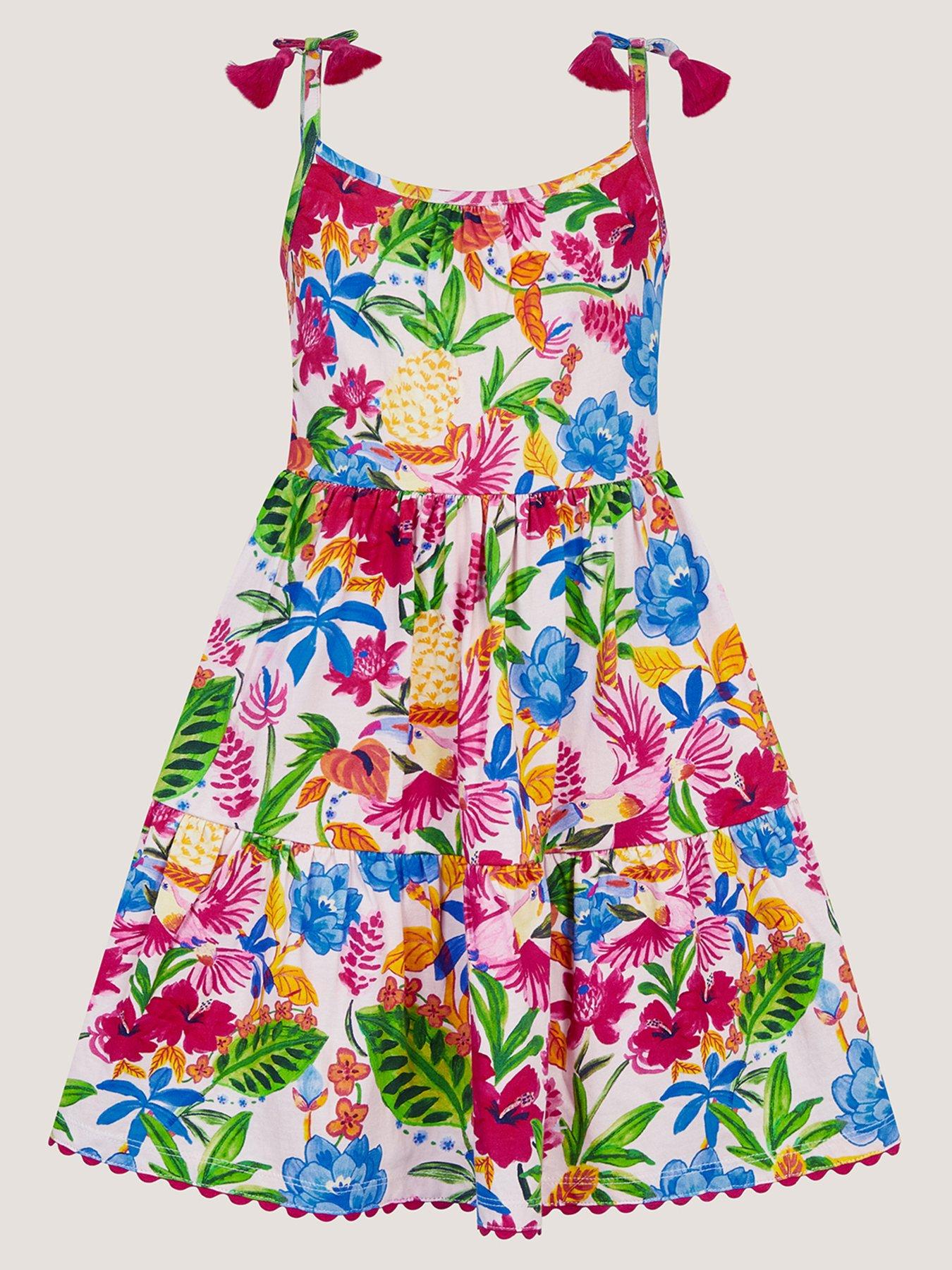 Monsoon Girls Tropical Jersey Dress - Multi