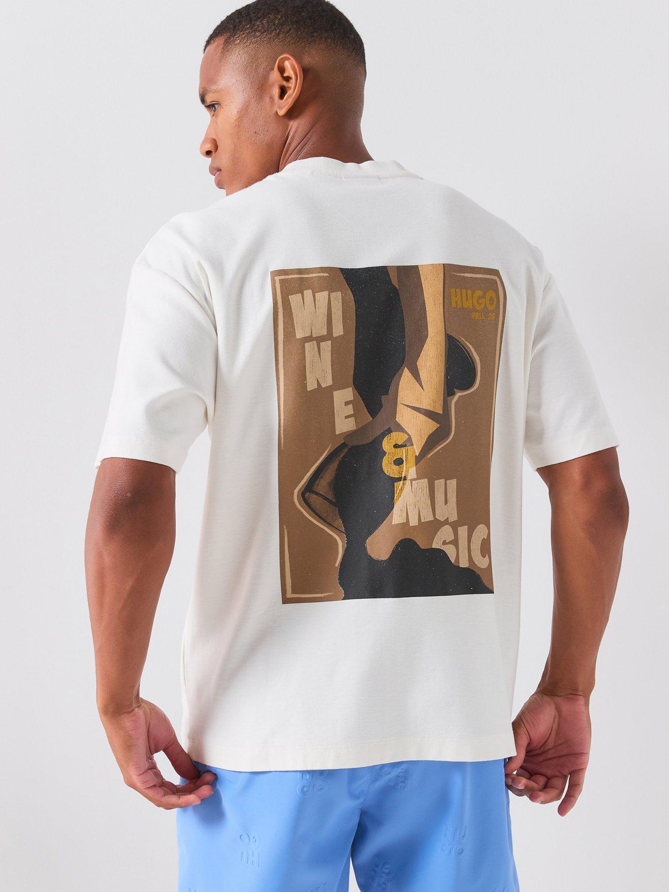 HUGO Detzi Wine Back Graphic T-Shirt - Off White