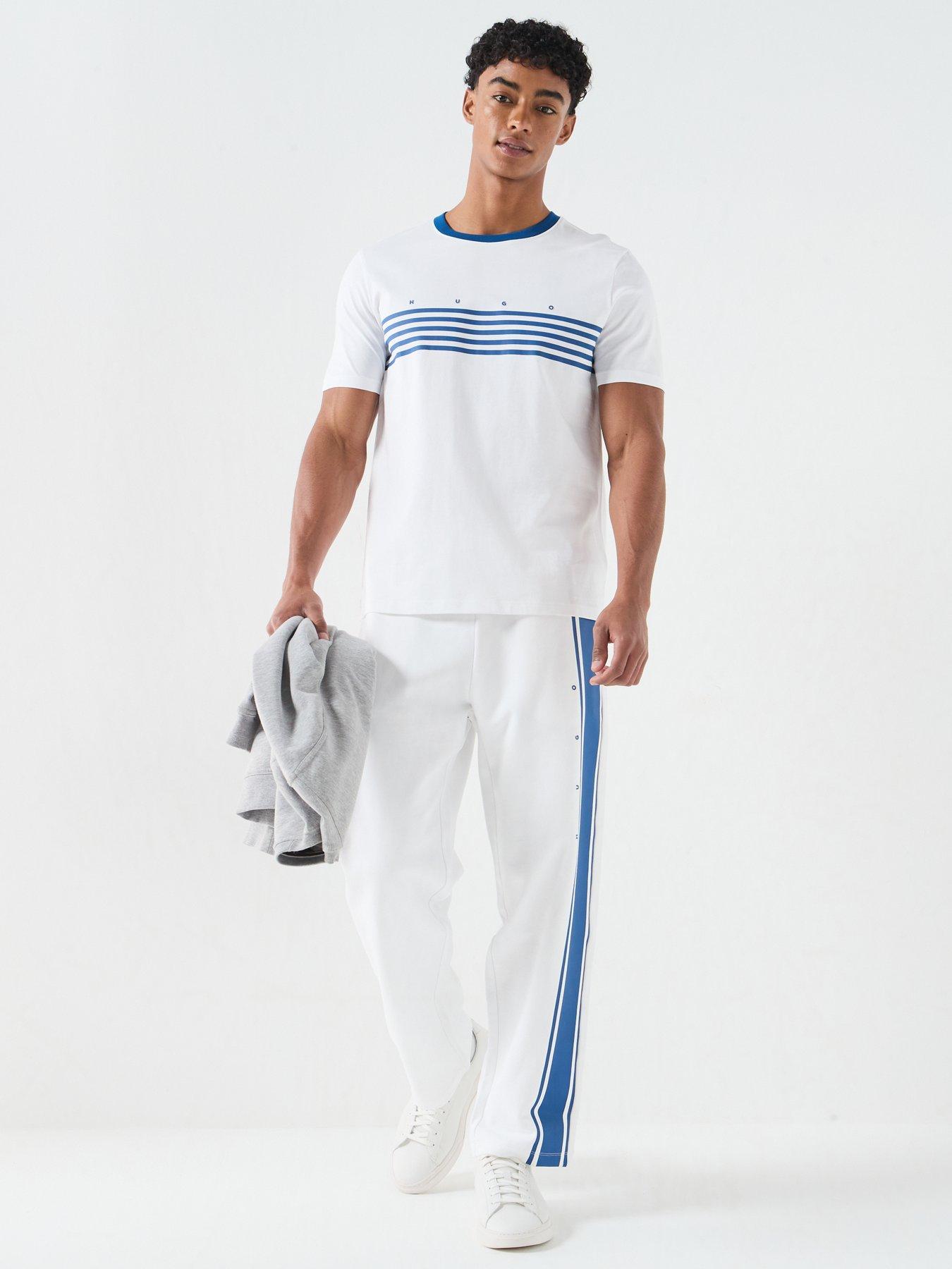 Image 3 of 5 of HUGO Dempsy Stripe Detail T-Shirt - White