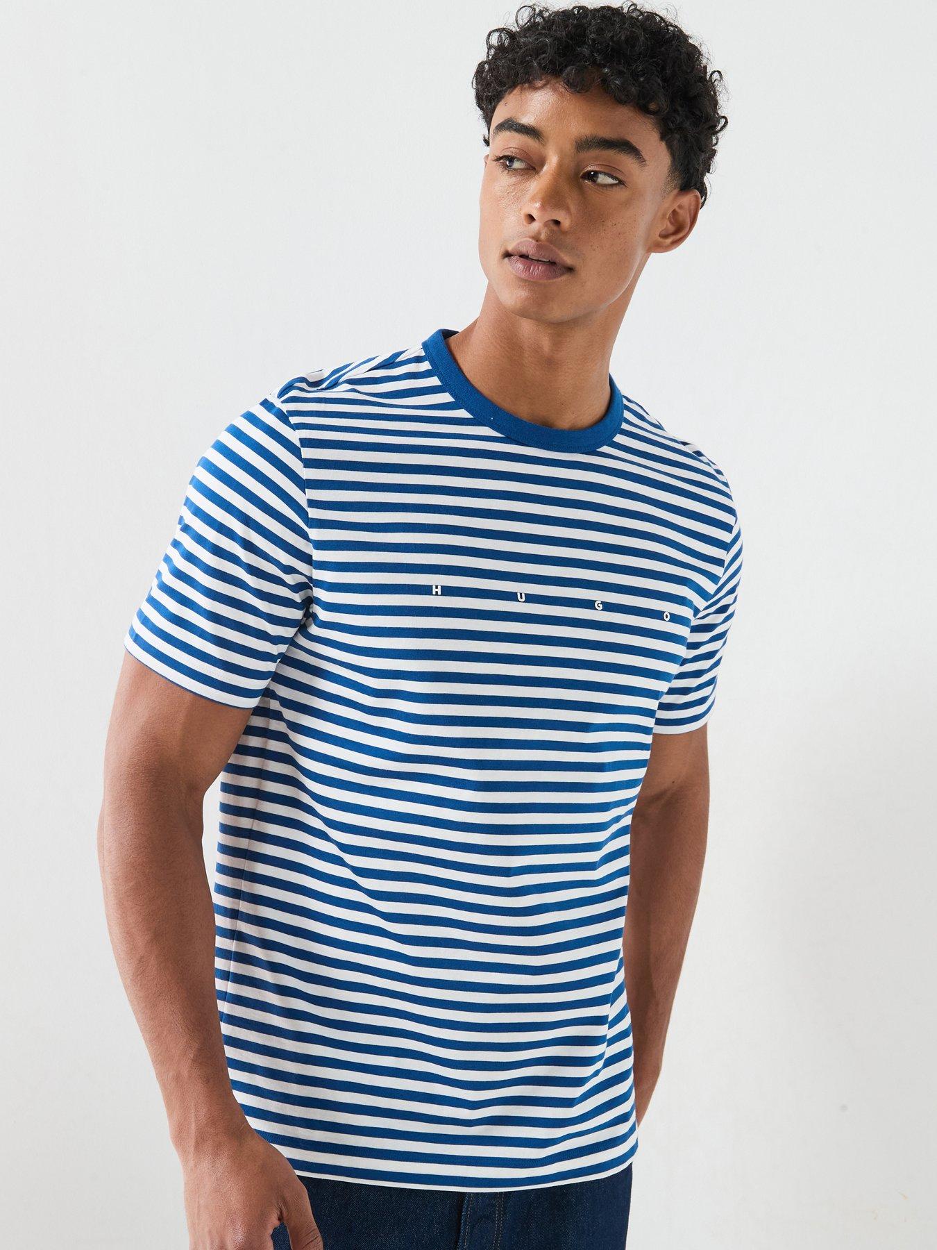 HUGO Demptee Nautical Stripe T-Shirt - Bright Blue