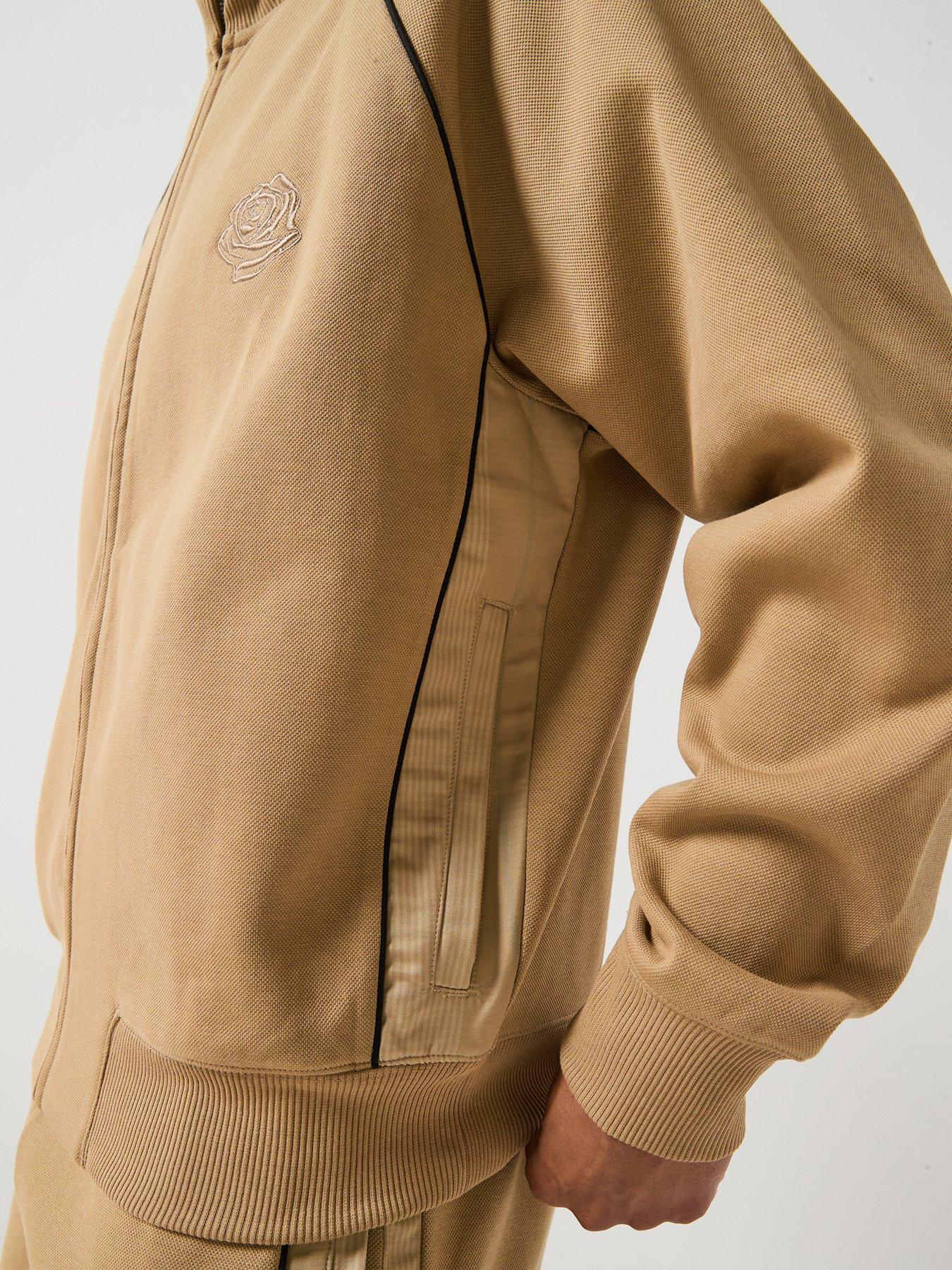 Image 4 of 6 of HUGO Dislan Rose Logo Oversized Track Top - Beige