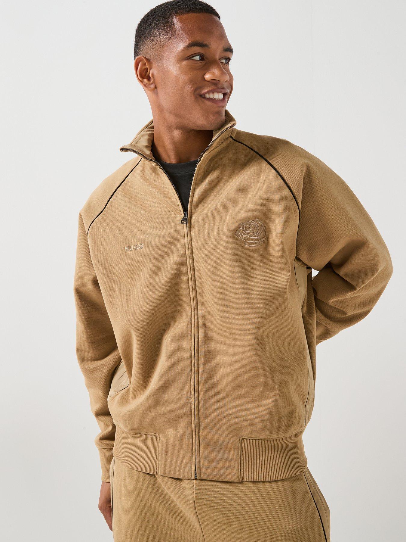 Image 5 of 6 of HUGO Dislan Rose Logo Oversized Track Top - Beige
