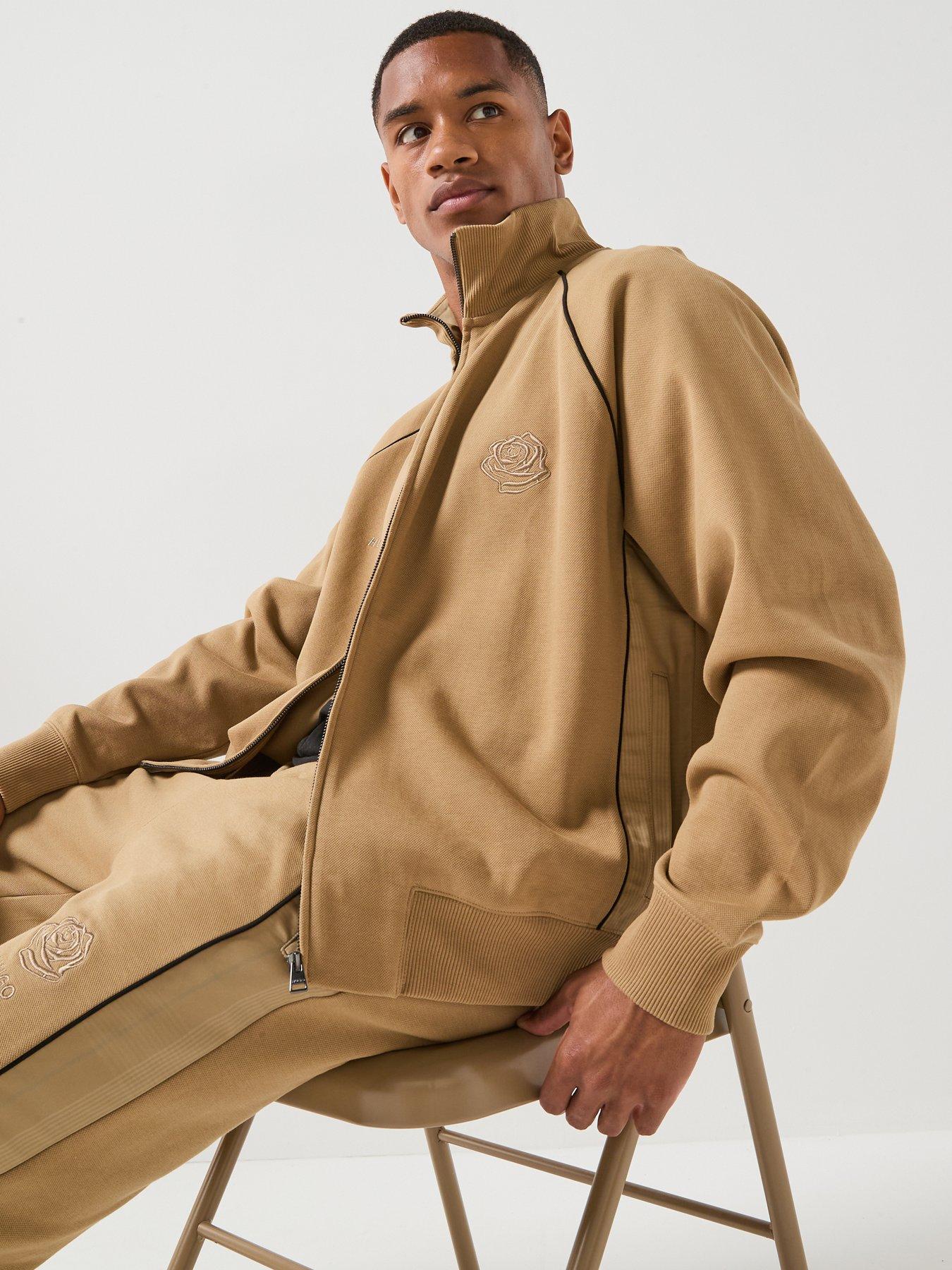 Image 6 of 6 of HUGO Dislan Rose Logo Oversized Track Top - Beige