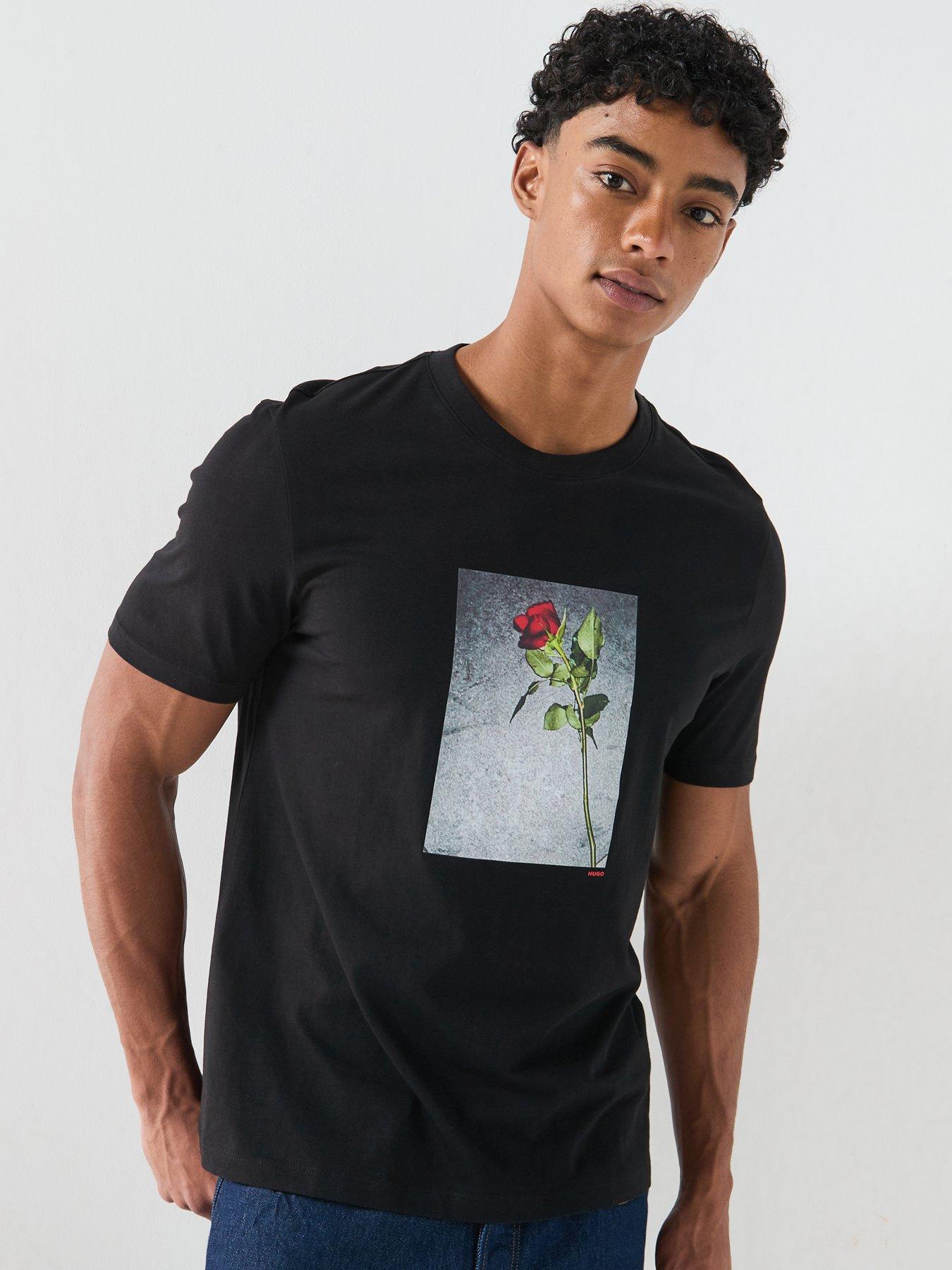 HUGO Durose Rose Graphic T-Shirt - Black