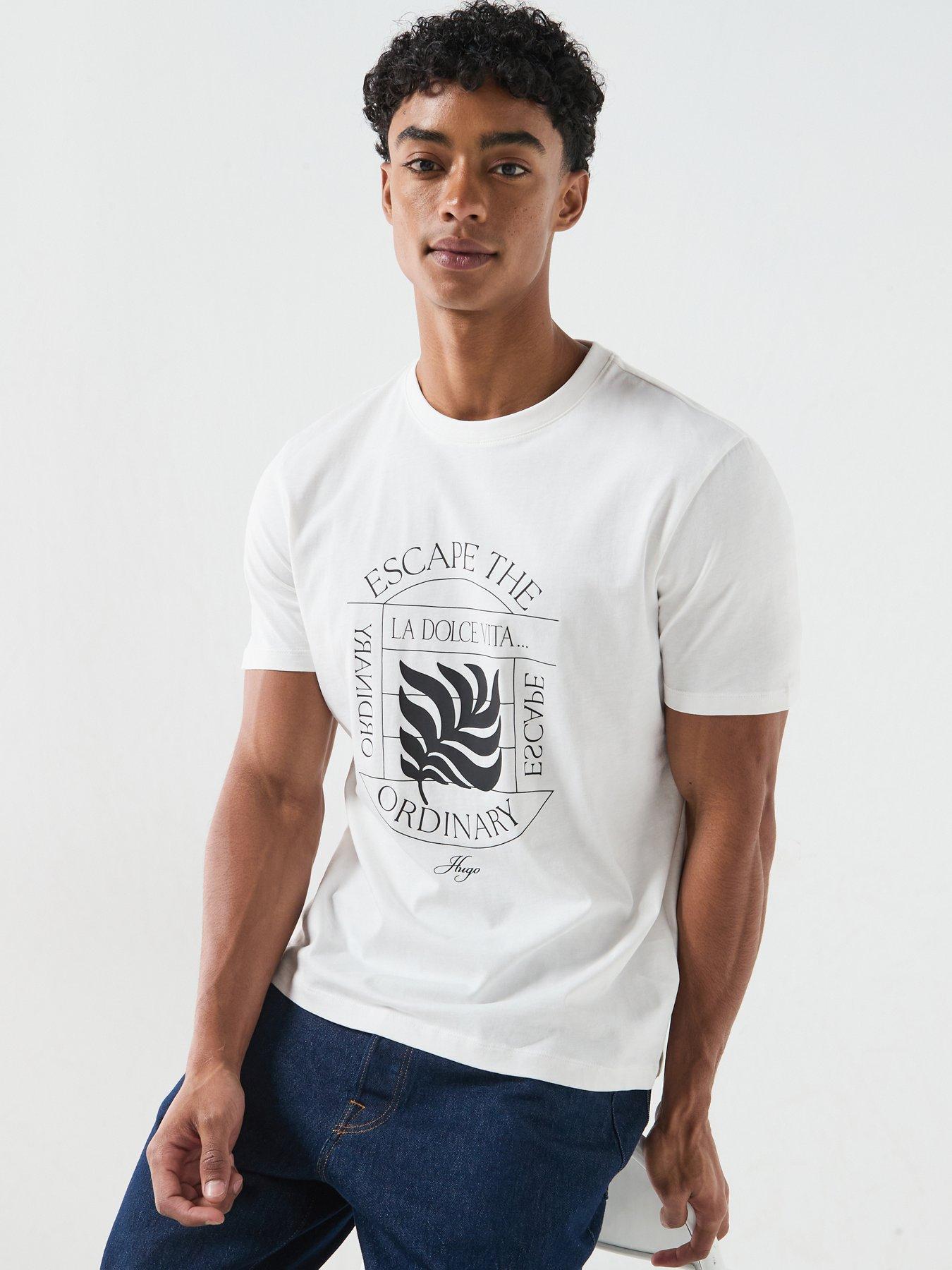 HUGO Durose Rose Graphic T-Shirt - Off White