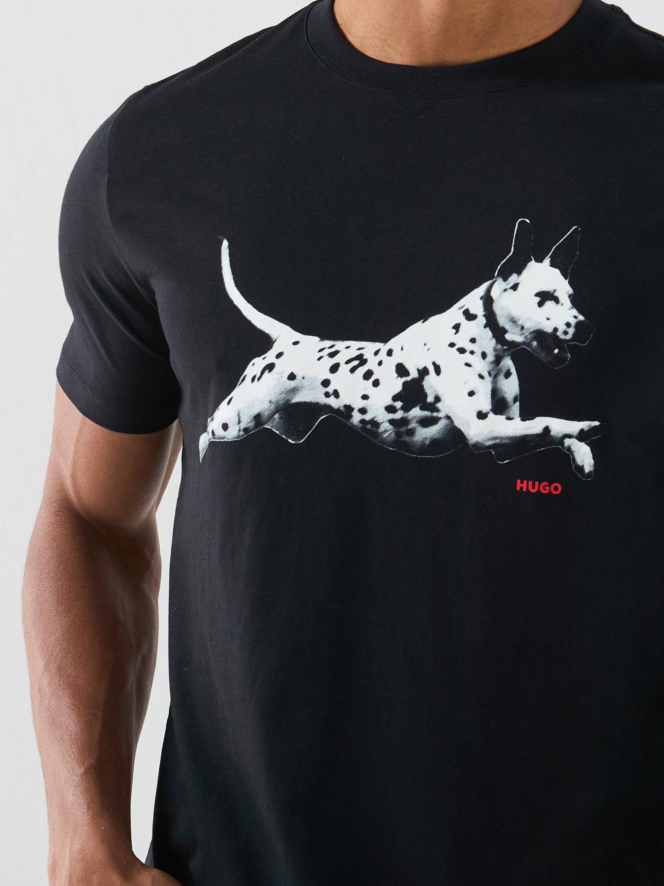 Image 4 of 6 of HUGO Dirunn Dalmatian Graphic T-Shirt - Black