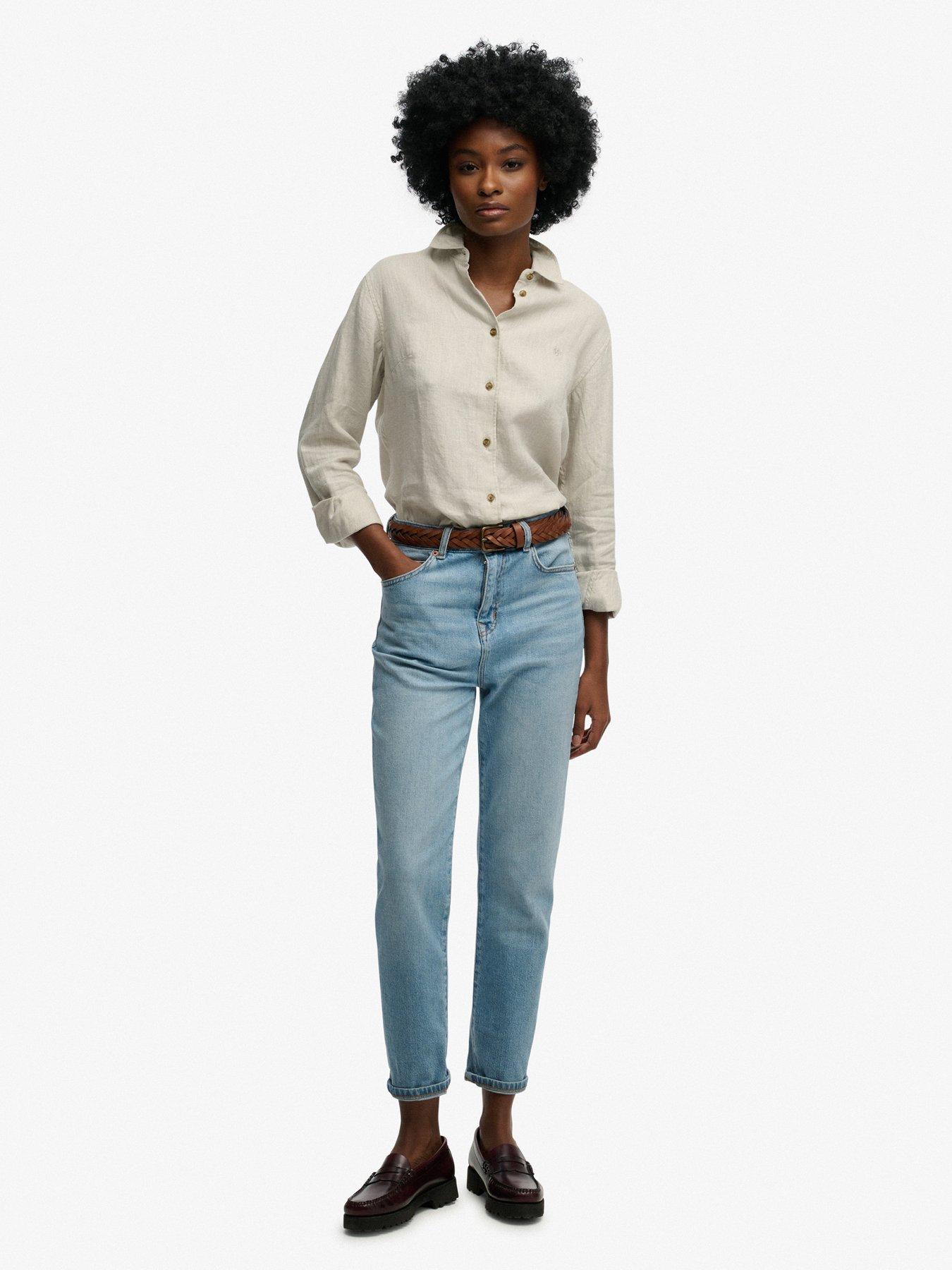 Image 3 of 5 of Superdry Premium Linen Slim Shirt - Beige