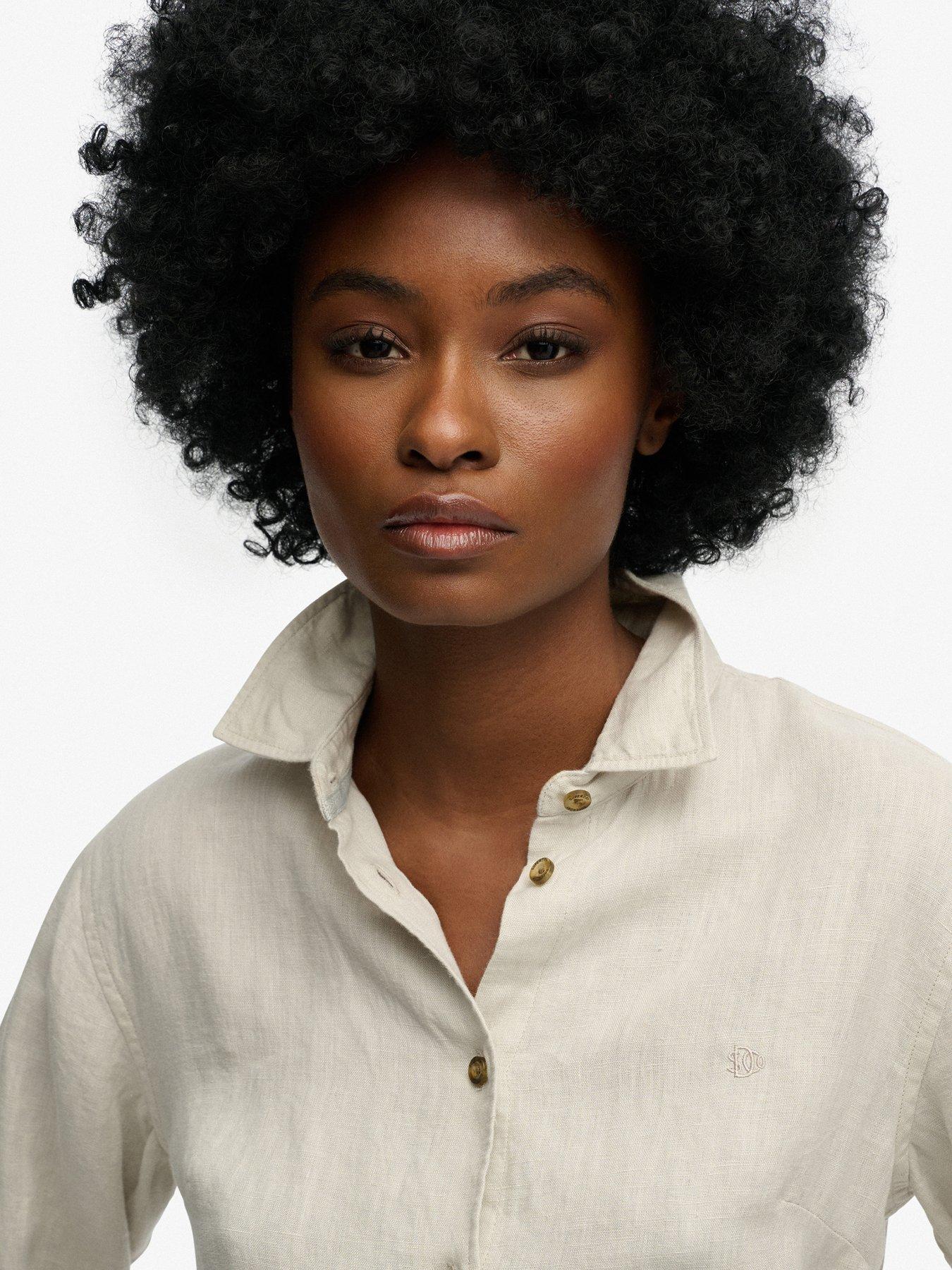 Image 4 of 5 of Superdry Premium Linen Slim Shirt - Beige