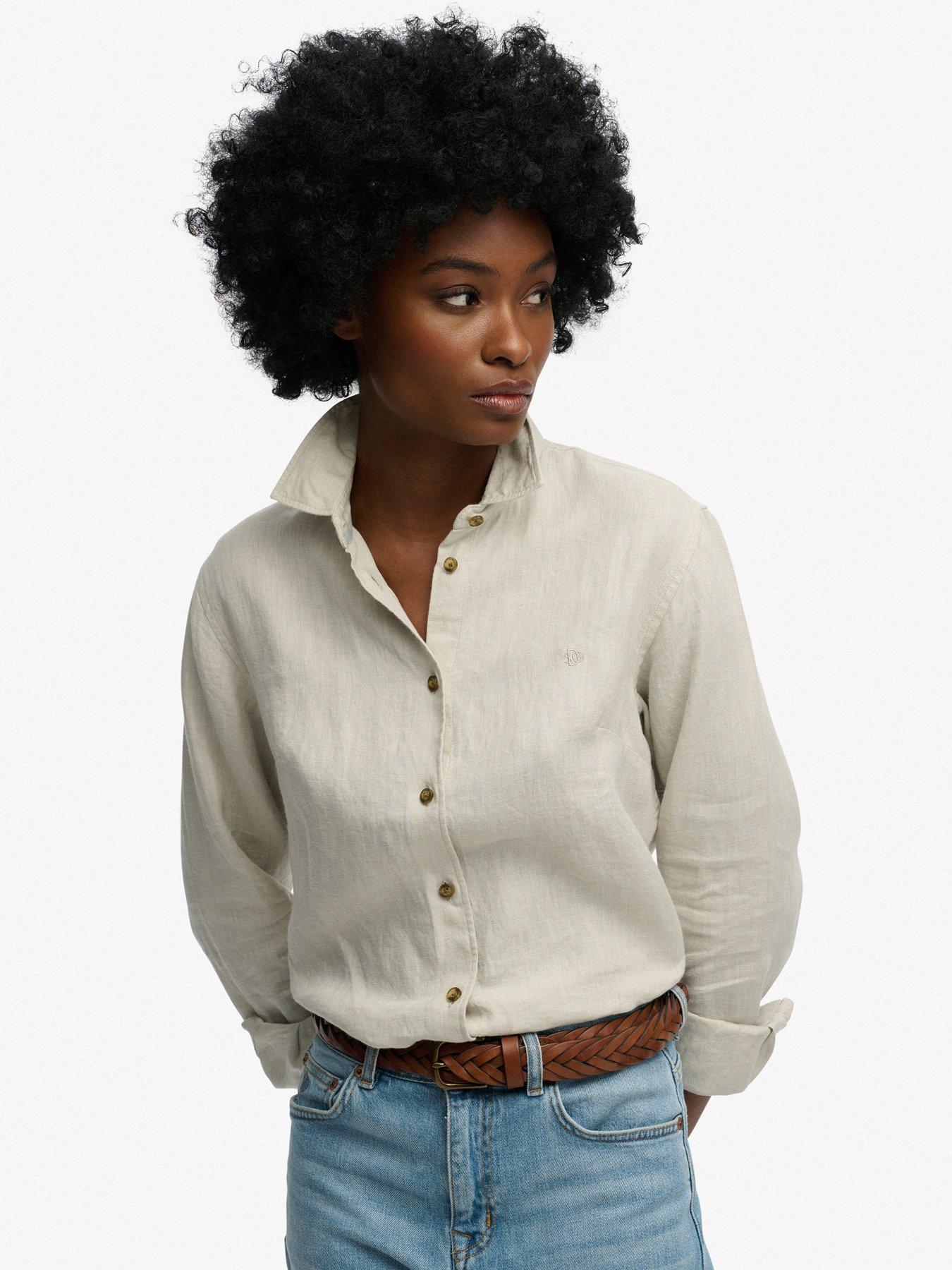 Image 5 of 5 of Superdry Premium Linen Slim Shirt - Beige