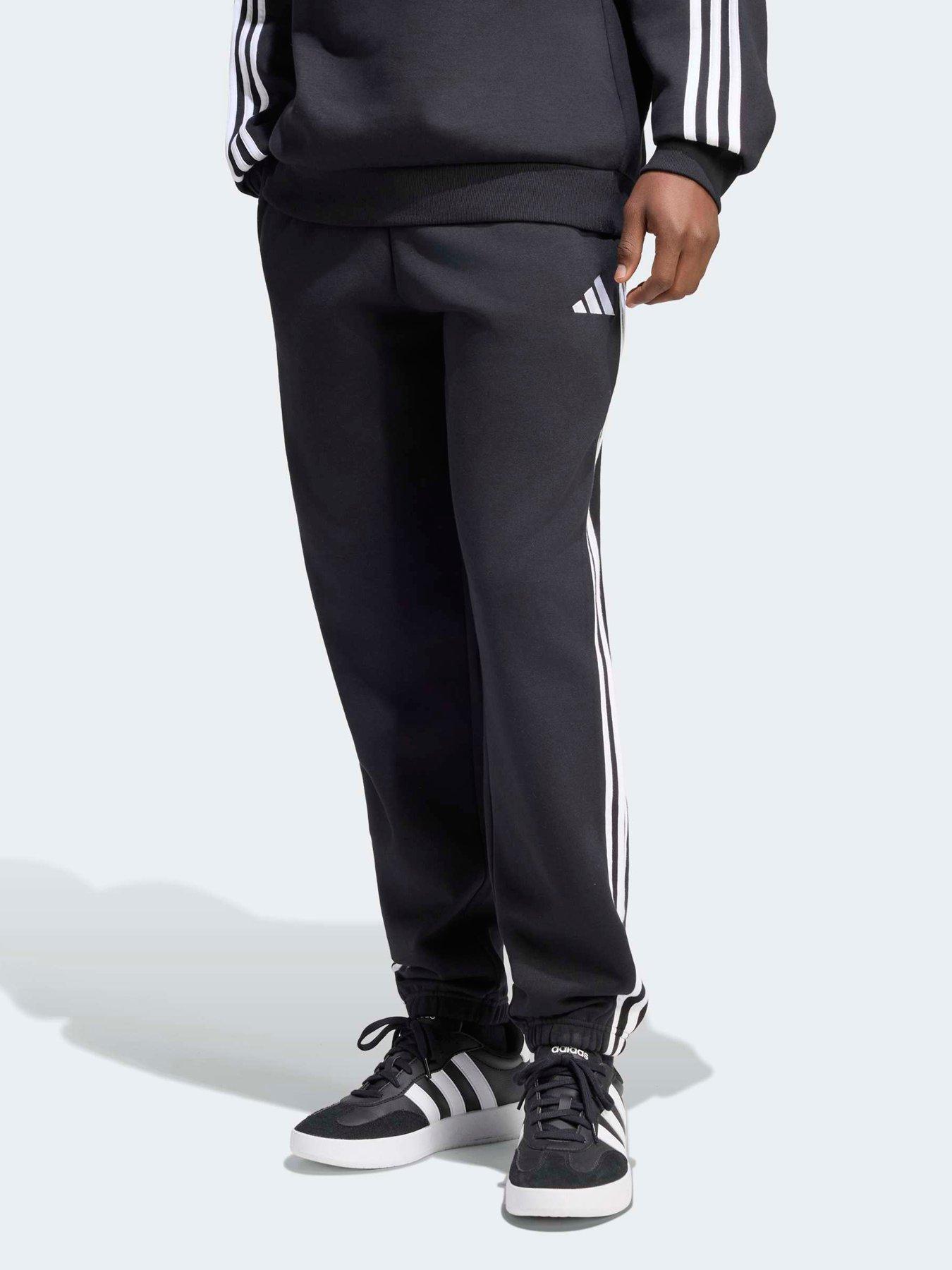 adidas Sportswear Mens 3 Stripe Fleece Cuffed Pant - Black