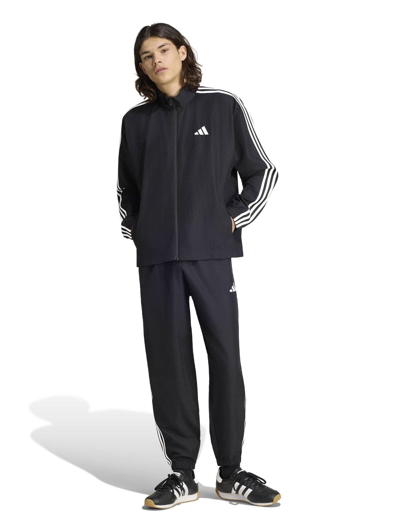 adidas Sportswear Mens 3 Stripe Woven Tracksuit - Black
