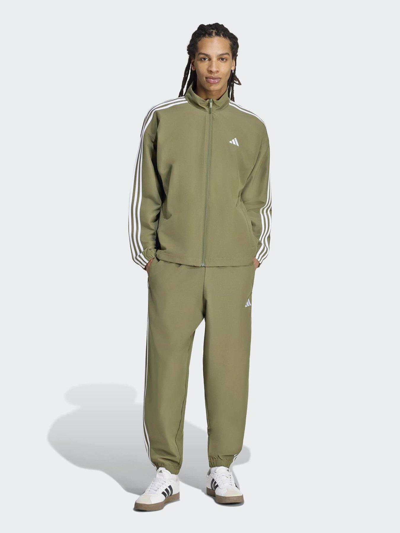 Image 1 of 7 of adidas Sportswear Mens 3 Stripe Woven Tracksuit - Green