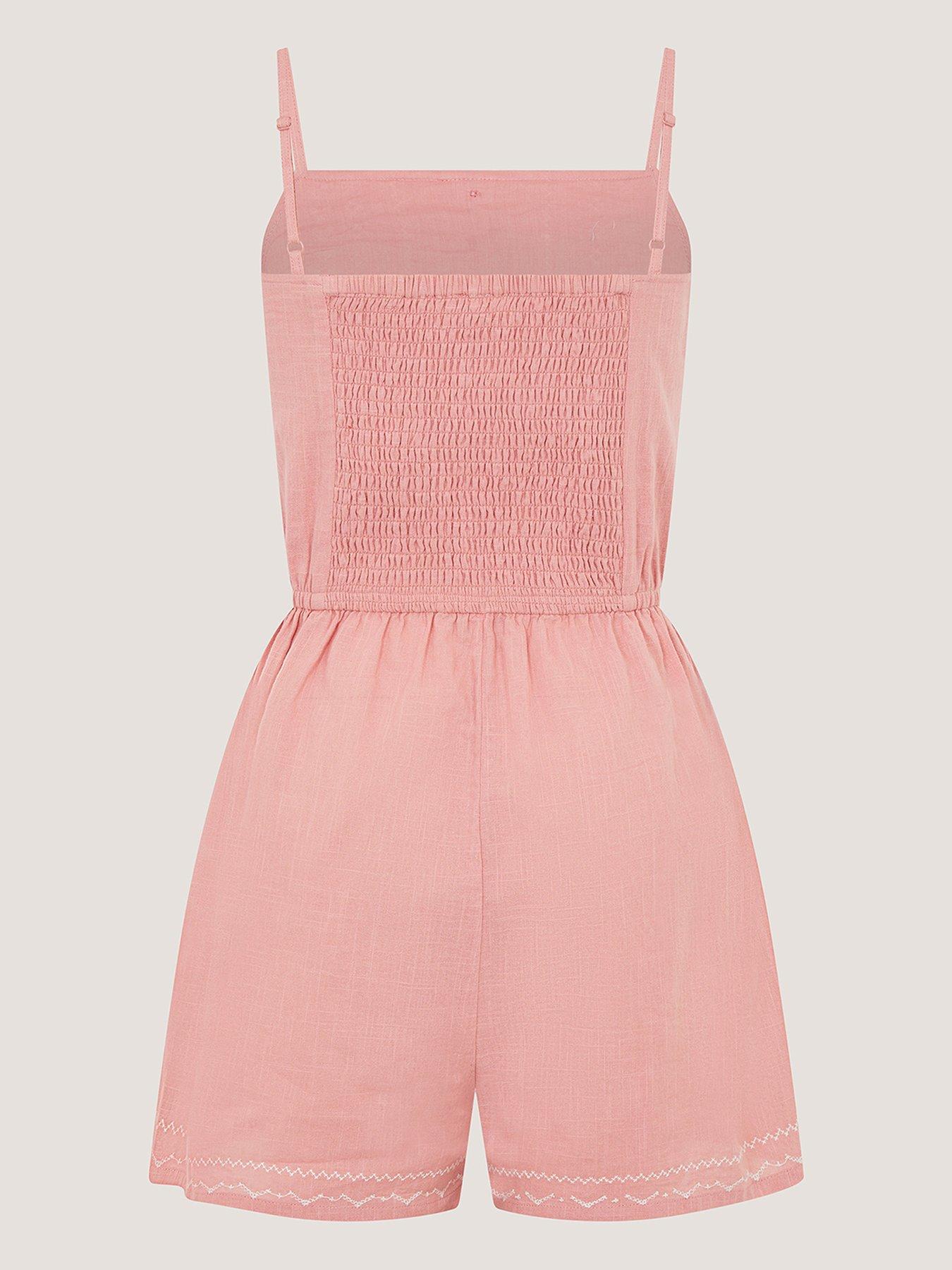 Image 2 of 3 of Monsoon Girls Storm Embroidered Playsuit - Pink