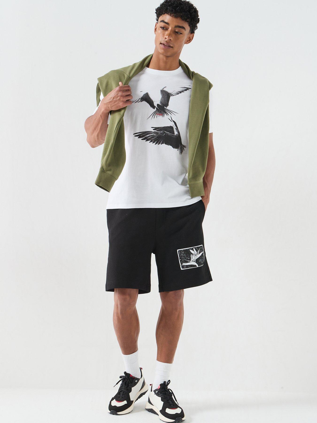 Image 3 of 5 of HUGO Dirunn Large Birds Graphic T-Shirt - White