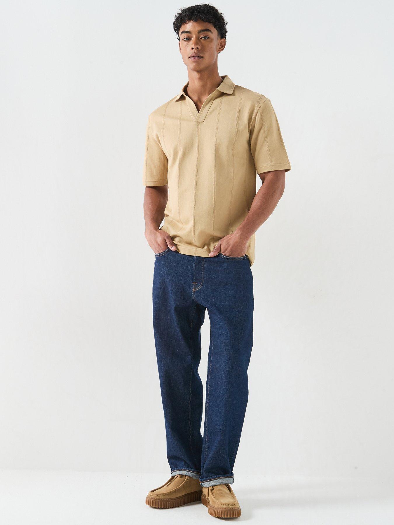 Image 3 of 6 of HUGO Dasillo Open Neck Polo Shirt - Beige