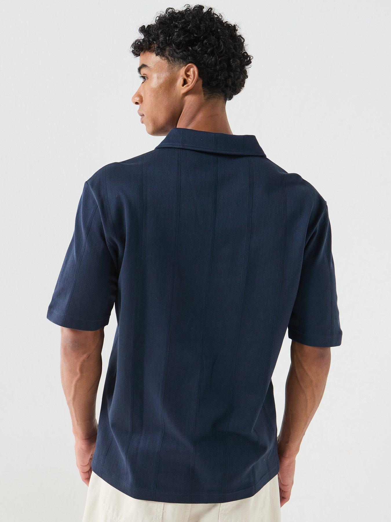 Image 2 of 6 of HUGO Dasillo Open Neck Polo Shirt - Navy