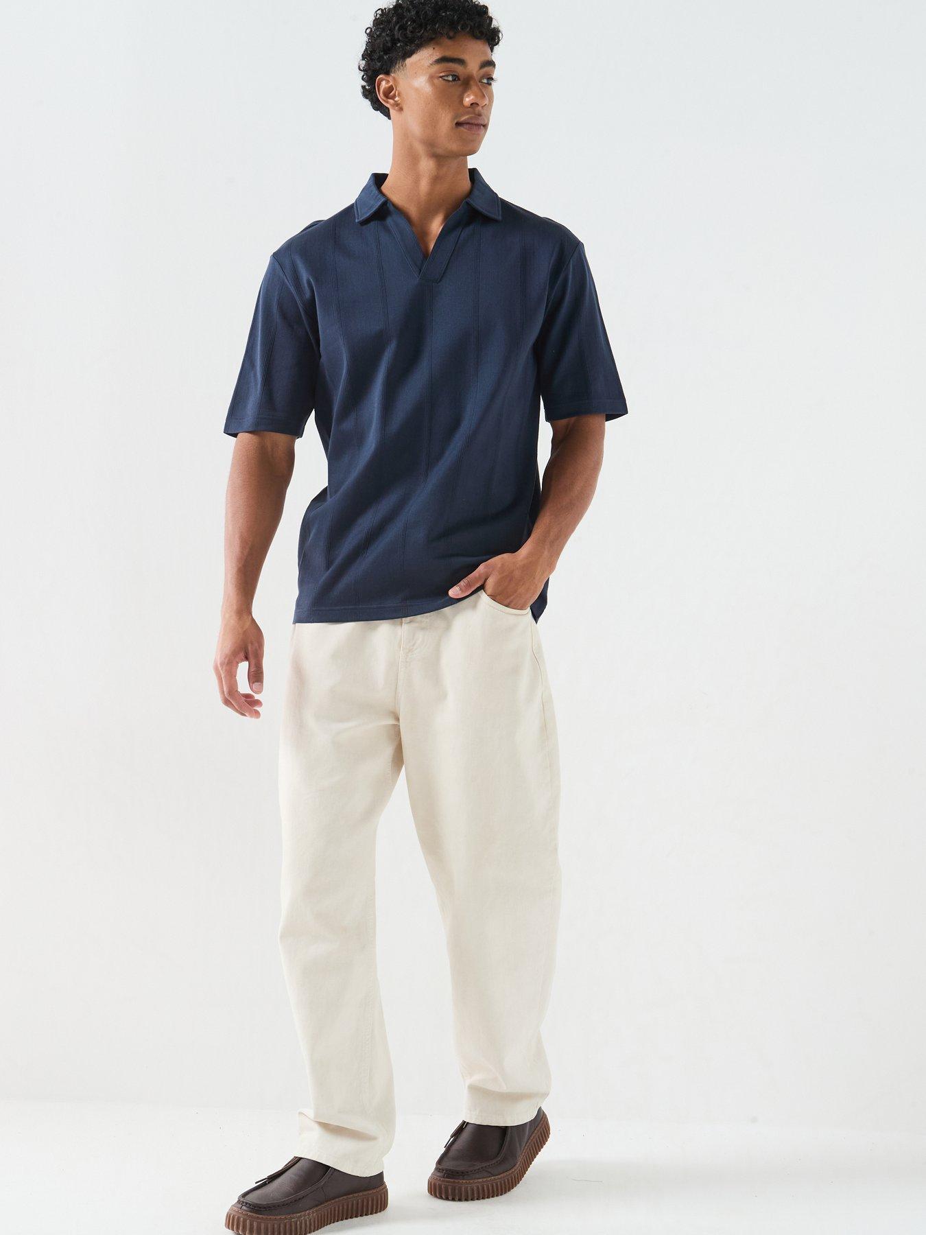 Image 3 of 6 of HUGO Dasillo Open Neck Polo Shirt - Navy