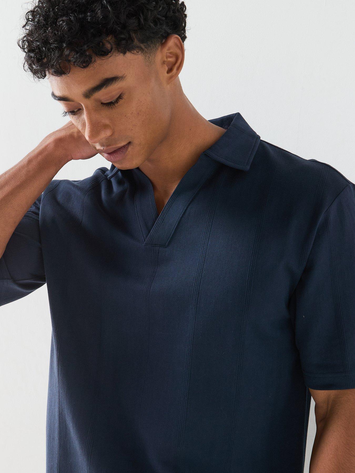 Image 4 of 6 of HUGO Dasillo Open Neck Polo Shirt - Navy