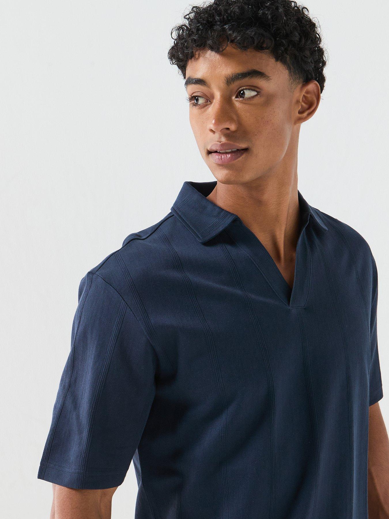 Image 5 of 6 of HUGO Dasillo Open Neck Polo Shirt - Navy