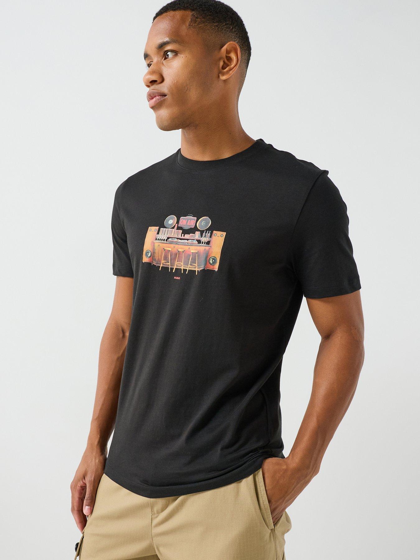 HUGO Durectee Record Studio Graphic T-Shirt - Black