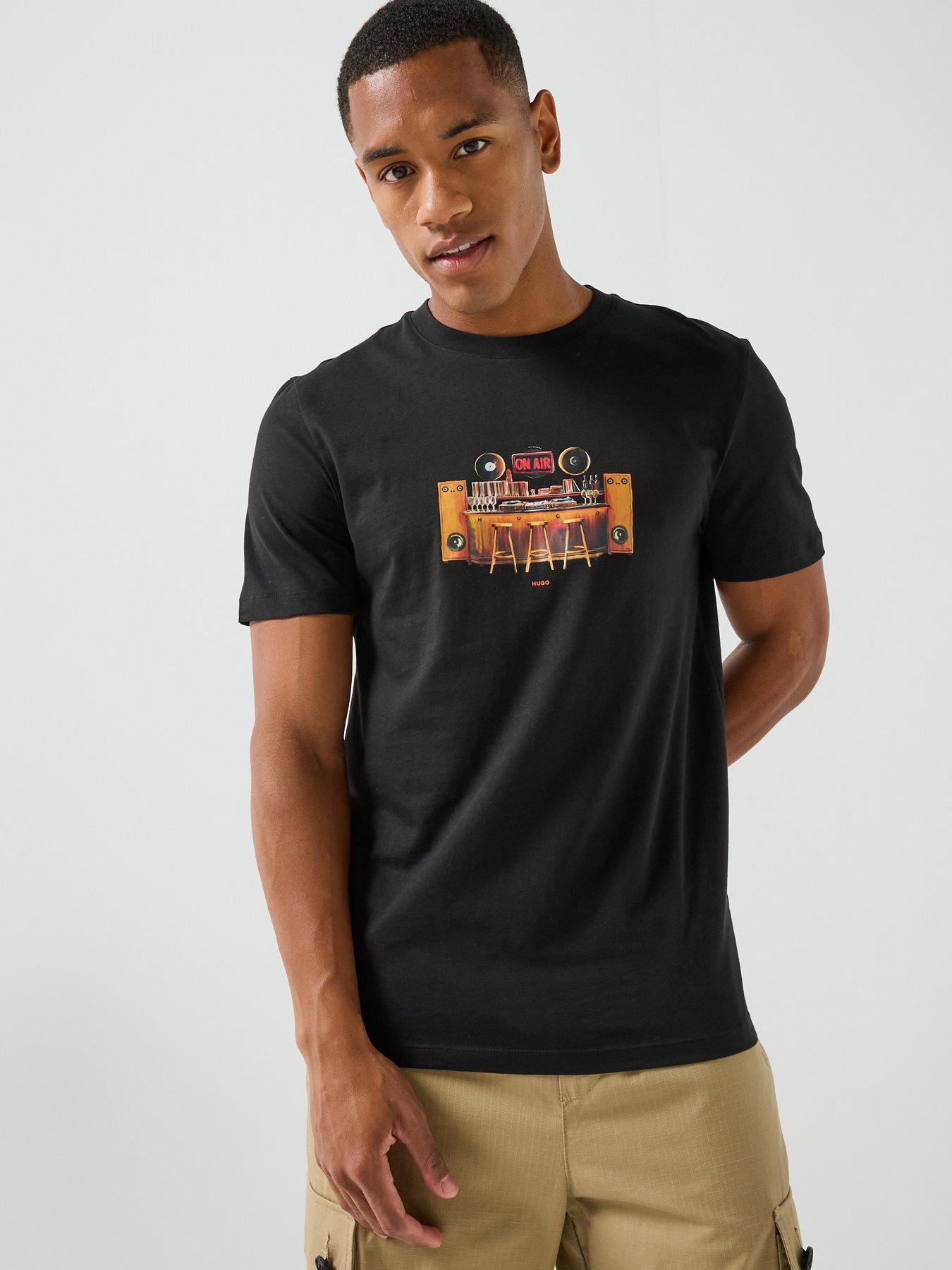 Image 5 of 6 of HUGO Durectee Record Studio Graphic T-Shirt - Black