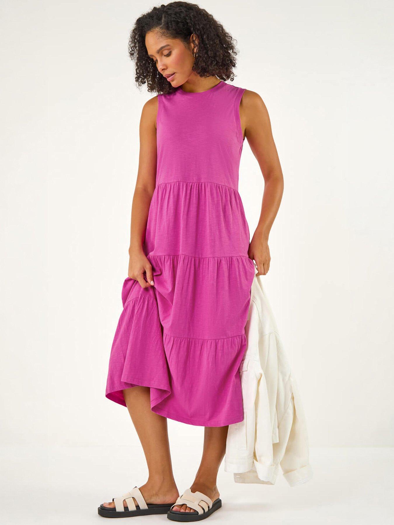 Roman Tiered Midi Smock Dress