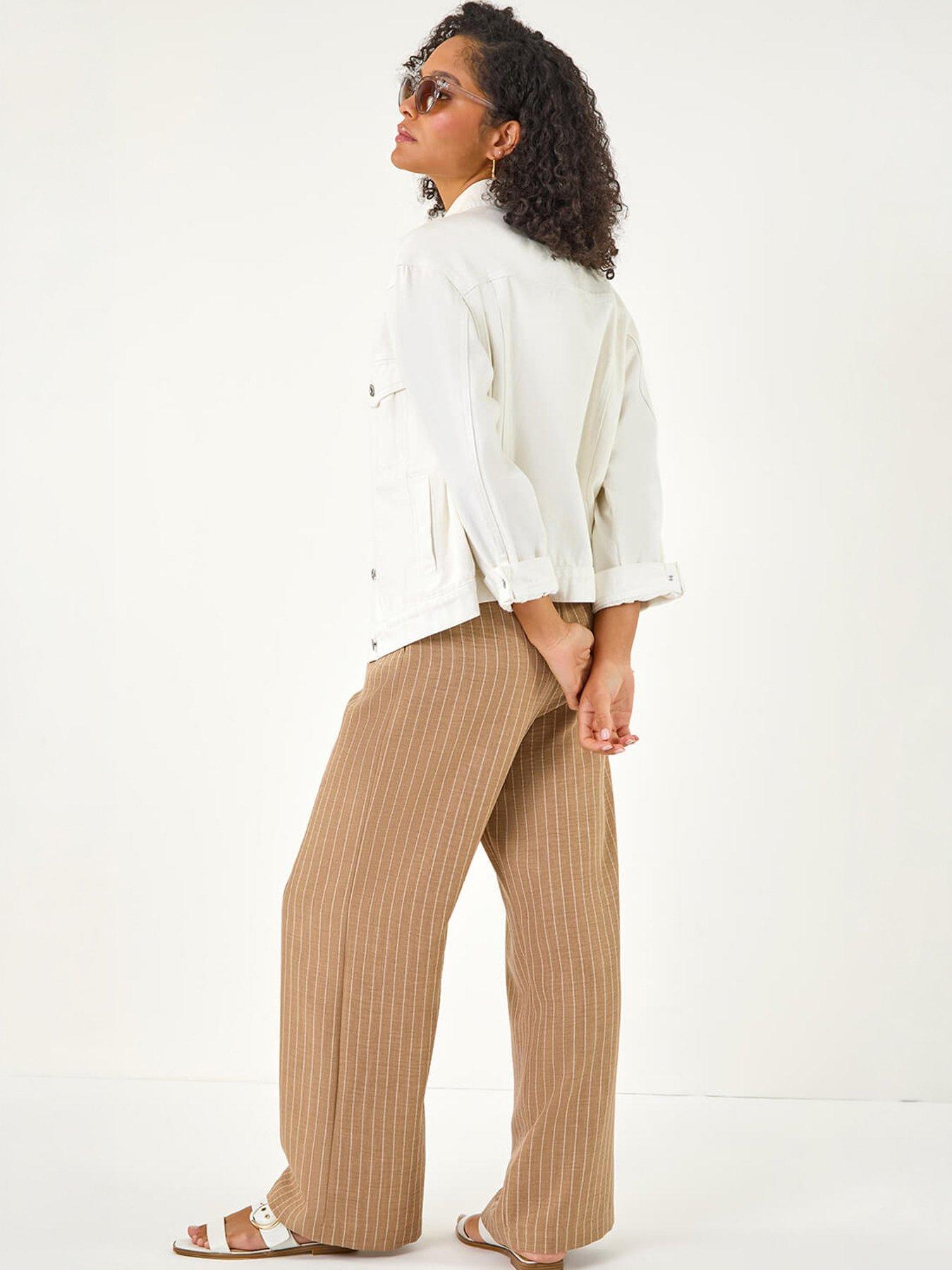 Roman Stripe Tie Waist Pocket Trouser