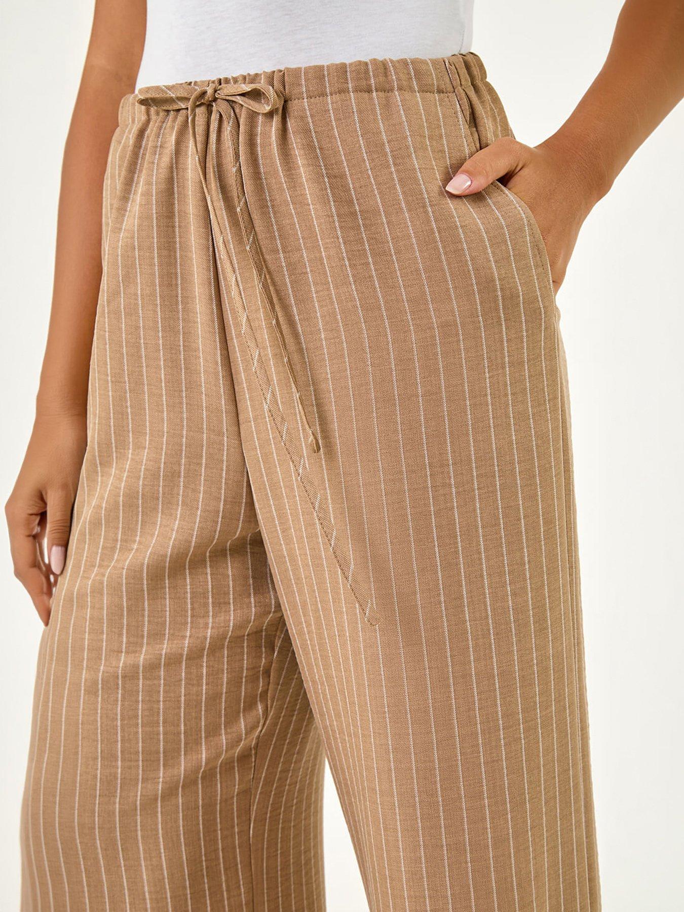 Image 2 of 5 of Roman Stripe Tie Waist Pocket Trouser