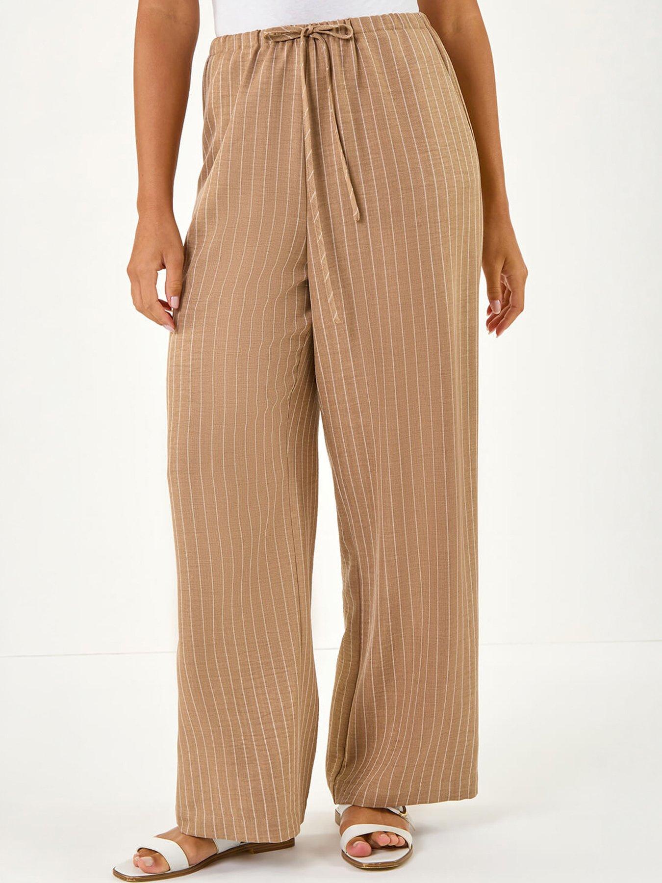Image 3 of 5 of Roman Stripe Tie Waist Pocket Trouser