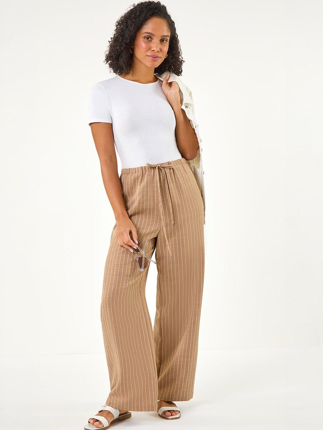 Image 5 of 5 of Roman Stripe Tie Waist Pocket Trouser