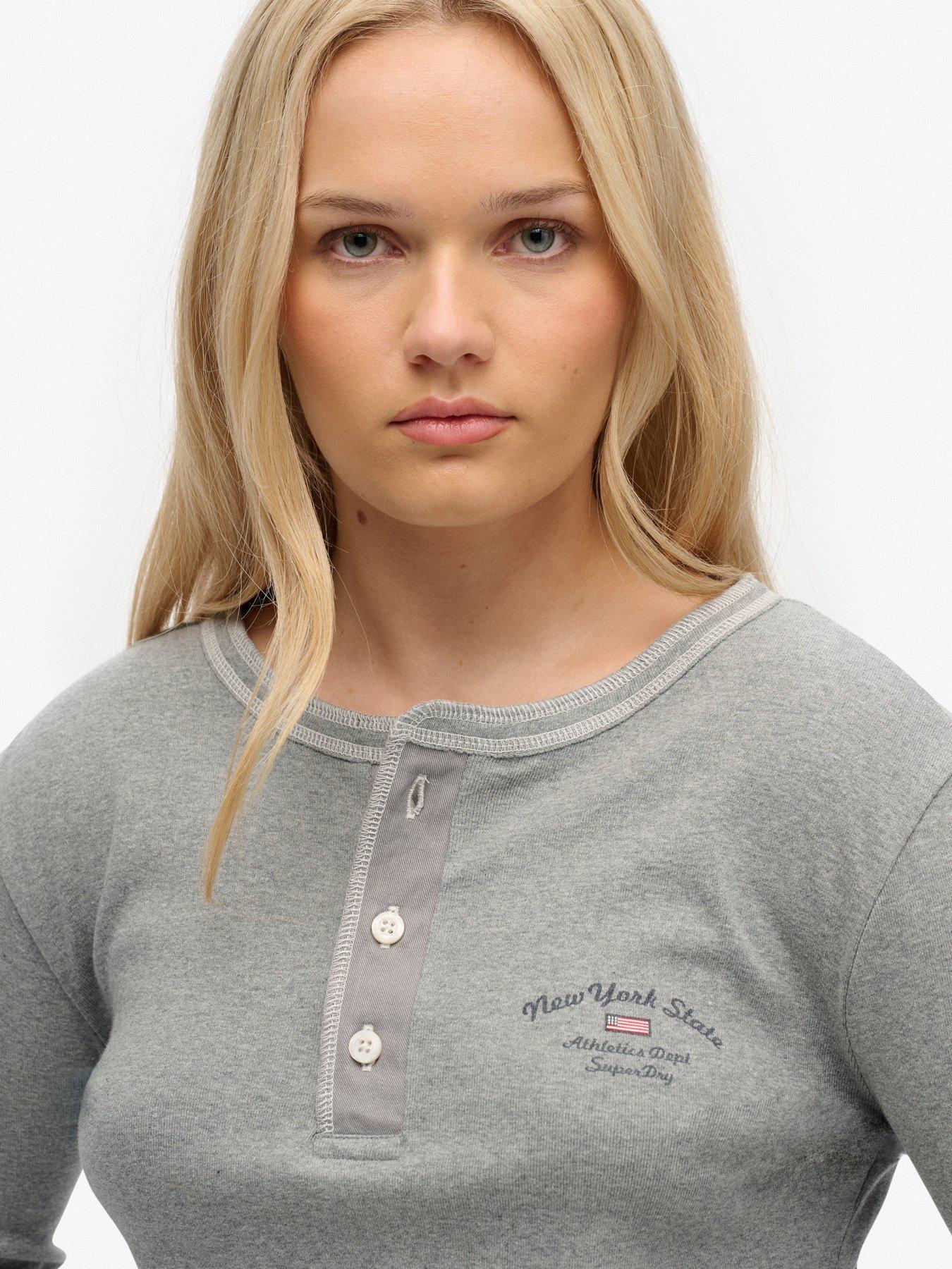 Image 4 of 6 of Superdry Athletic Button Down Long Sleeve Top - Grey