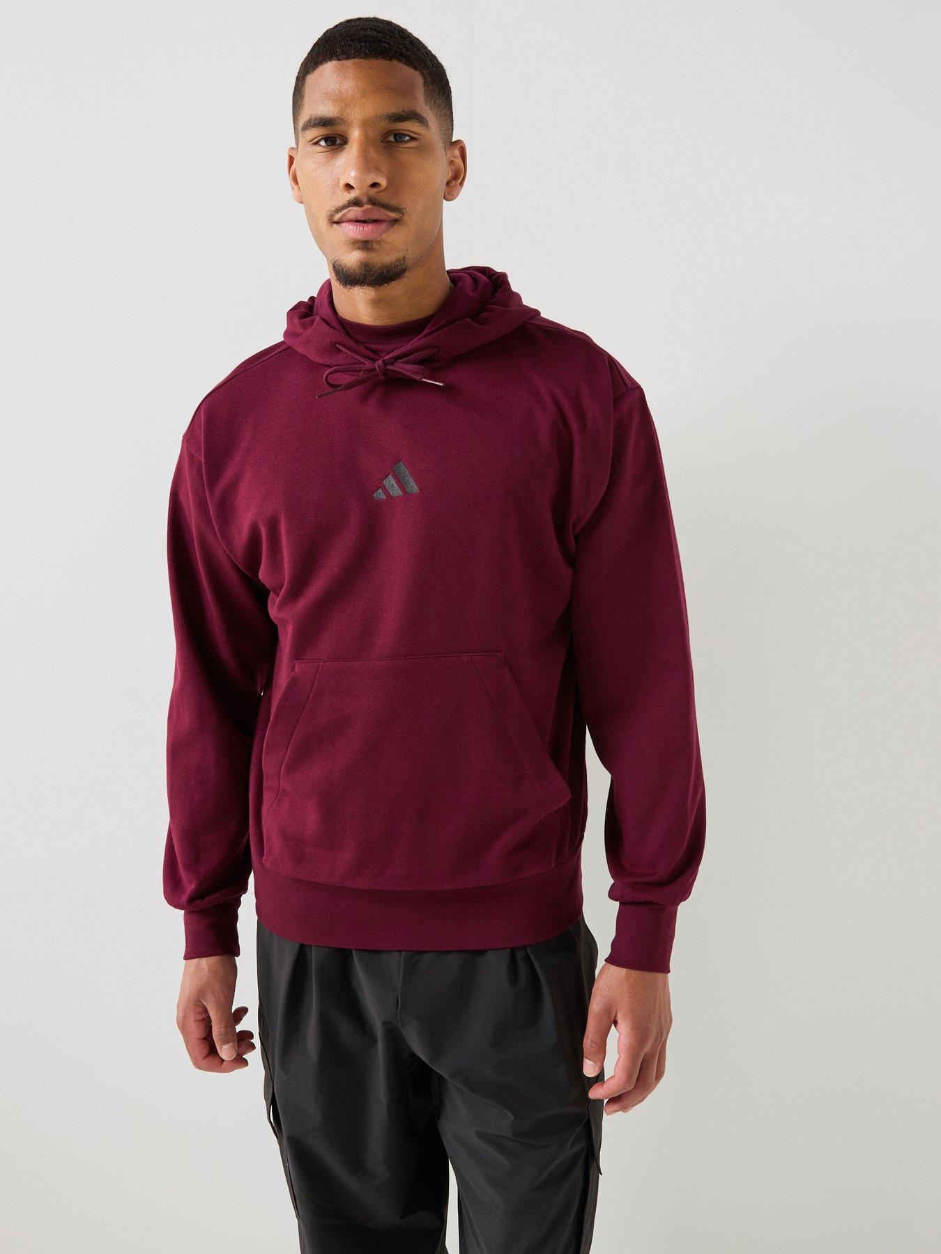 Image 1 of 4 of adidas Sportswear Mens Essentials Feelcozy Fleece Hoodie - Burgundy