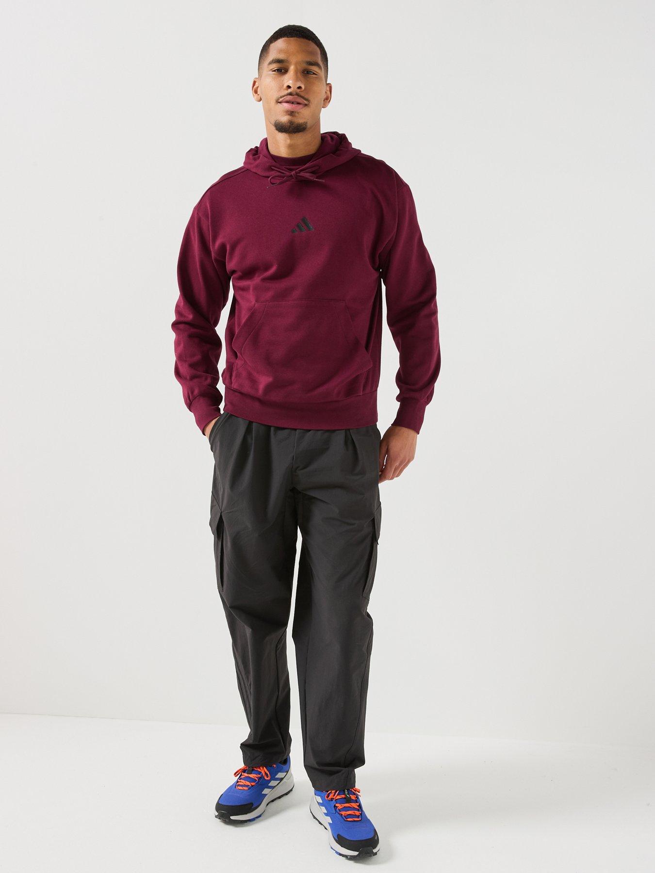Image 3 of 4 of adidas Sportswear Mens Essentials Feelcozy Fleece Hoodie - Burgundy