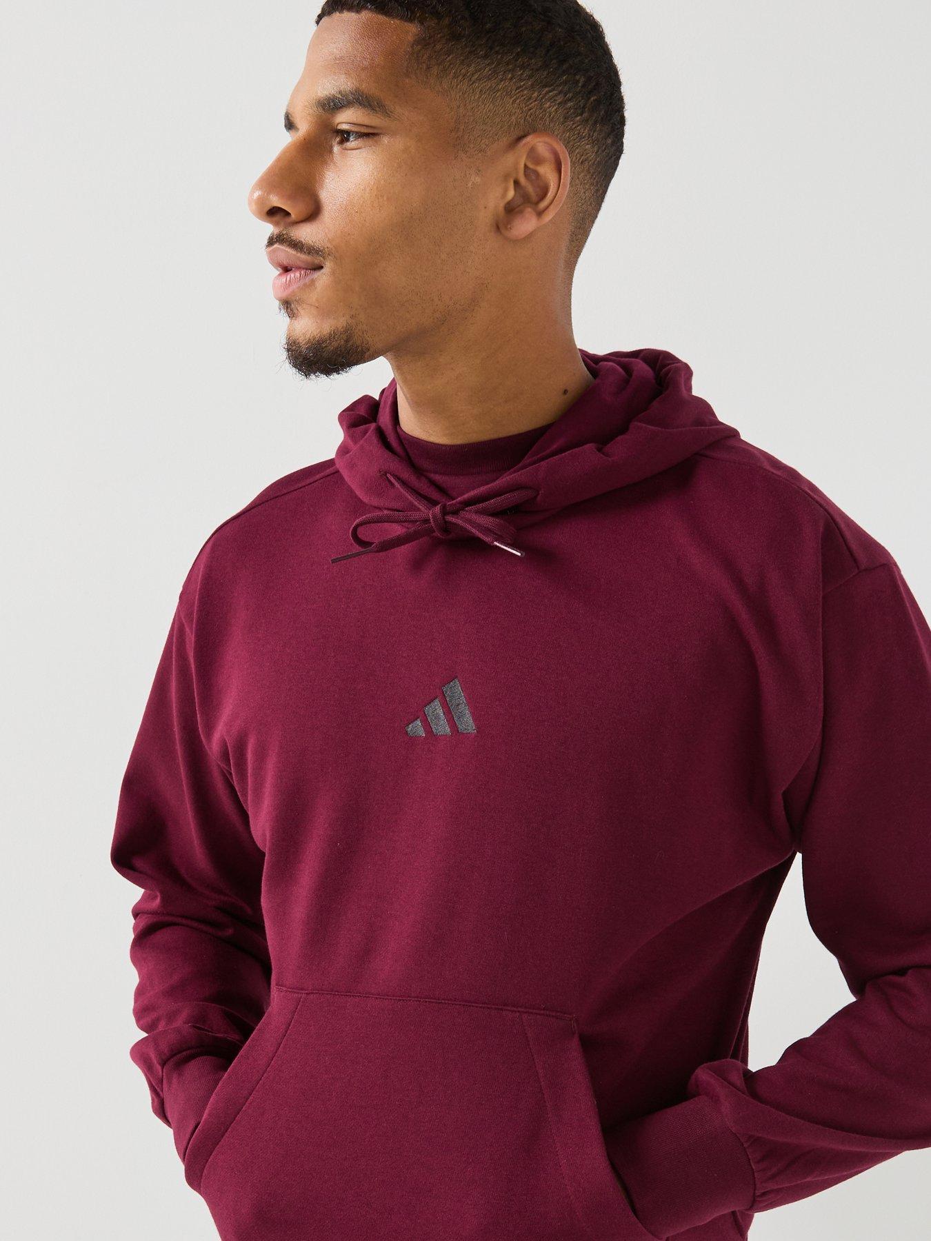 Image 4 of 4 of adidas Sportswear Mens Essentials Feelcozy Fleece Hoodie - Burgundy