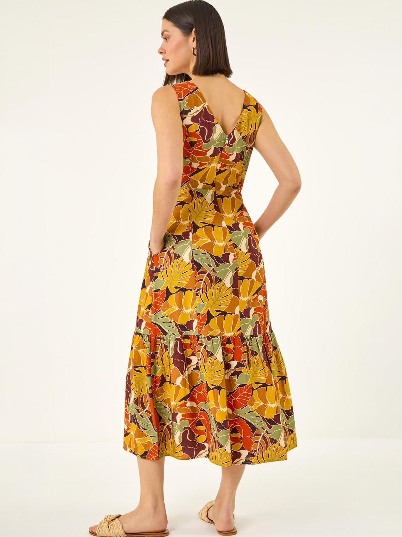roman-leaf-print-tiered-midi-dressoutfit
