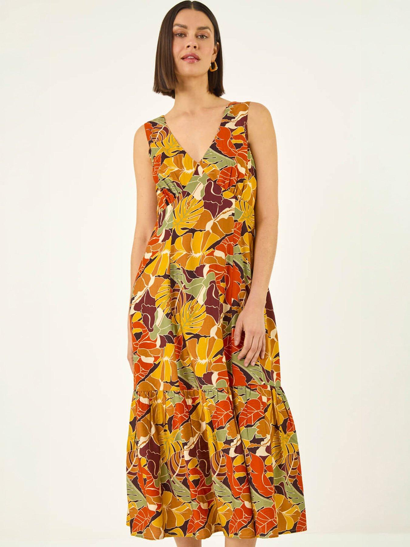 roman-leaf-print-tiered-midi-dressdetail