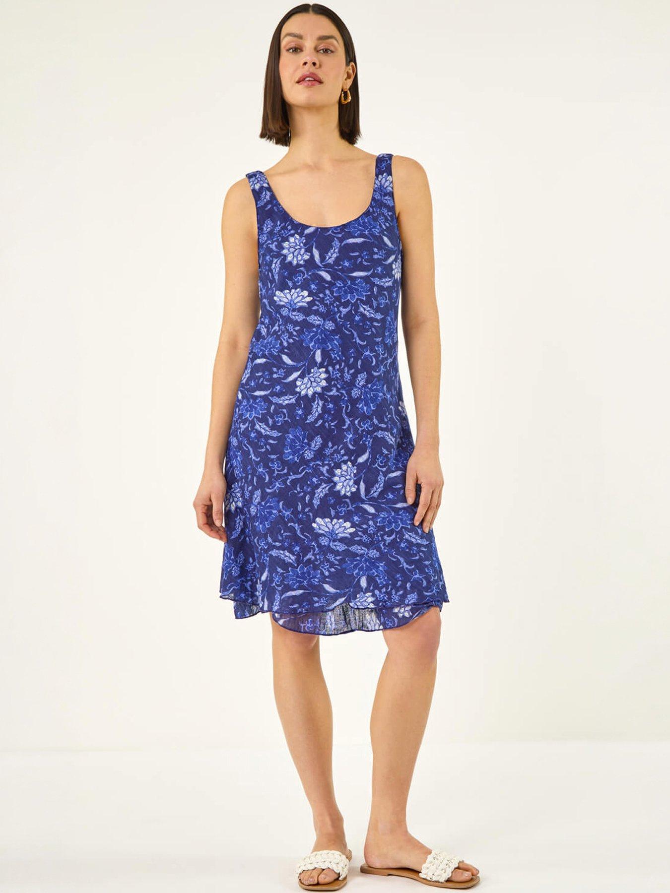 roman-floral-print-double-layer-dressfront