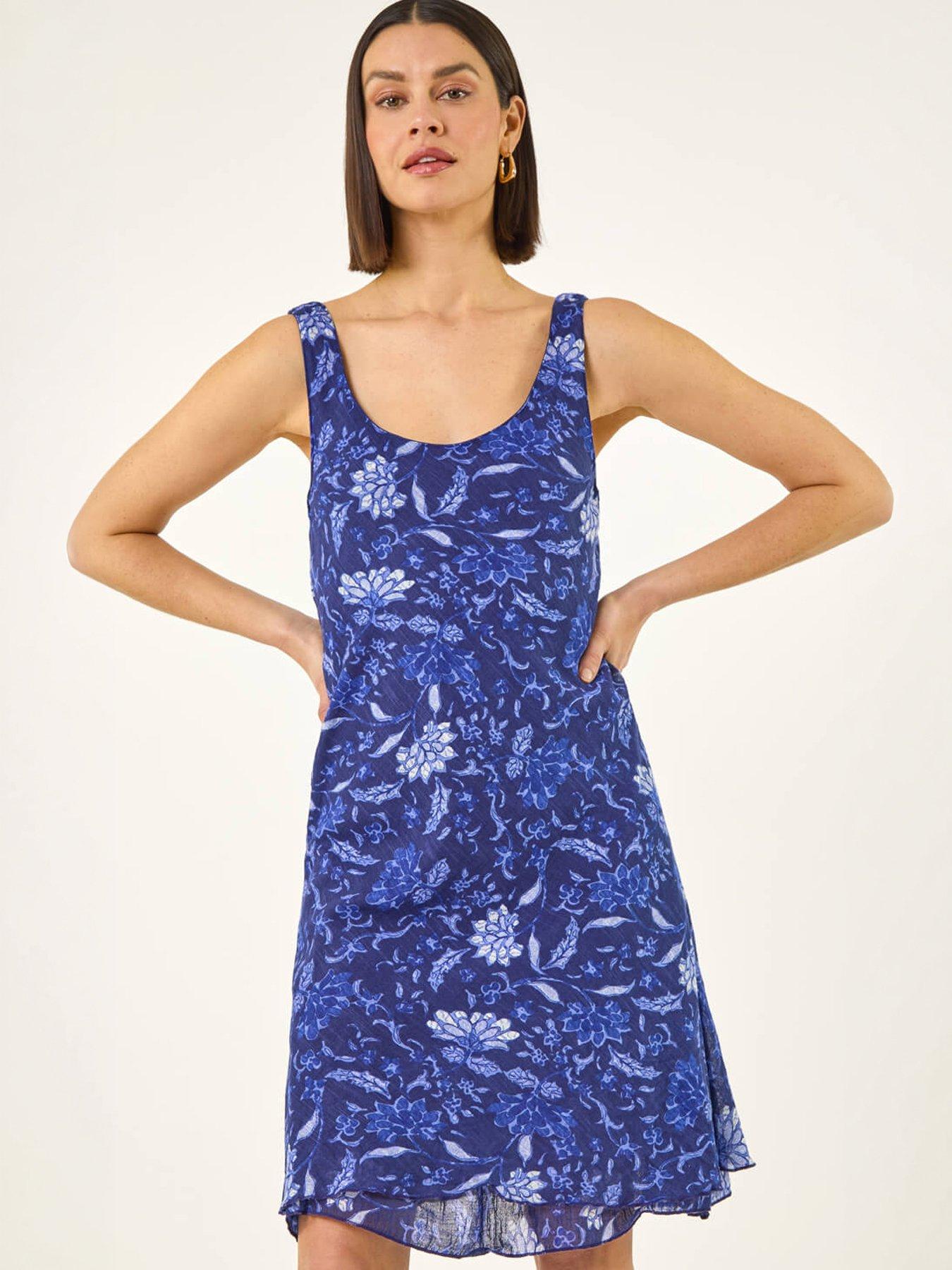 roman-floral-print-double-layer-dressback