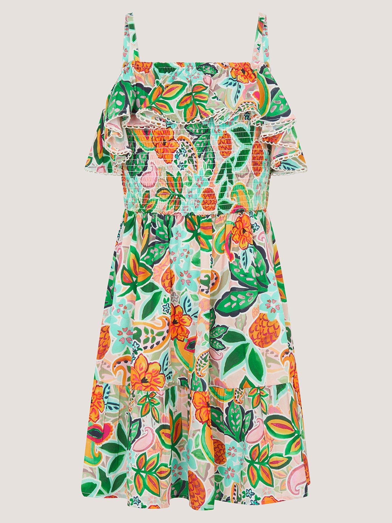 Monsoon Girls Storm Pineapple Flower Dress - Multi