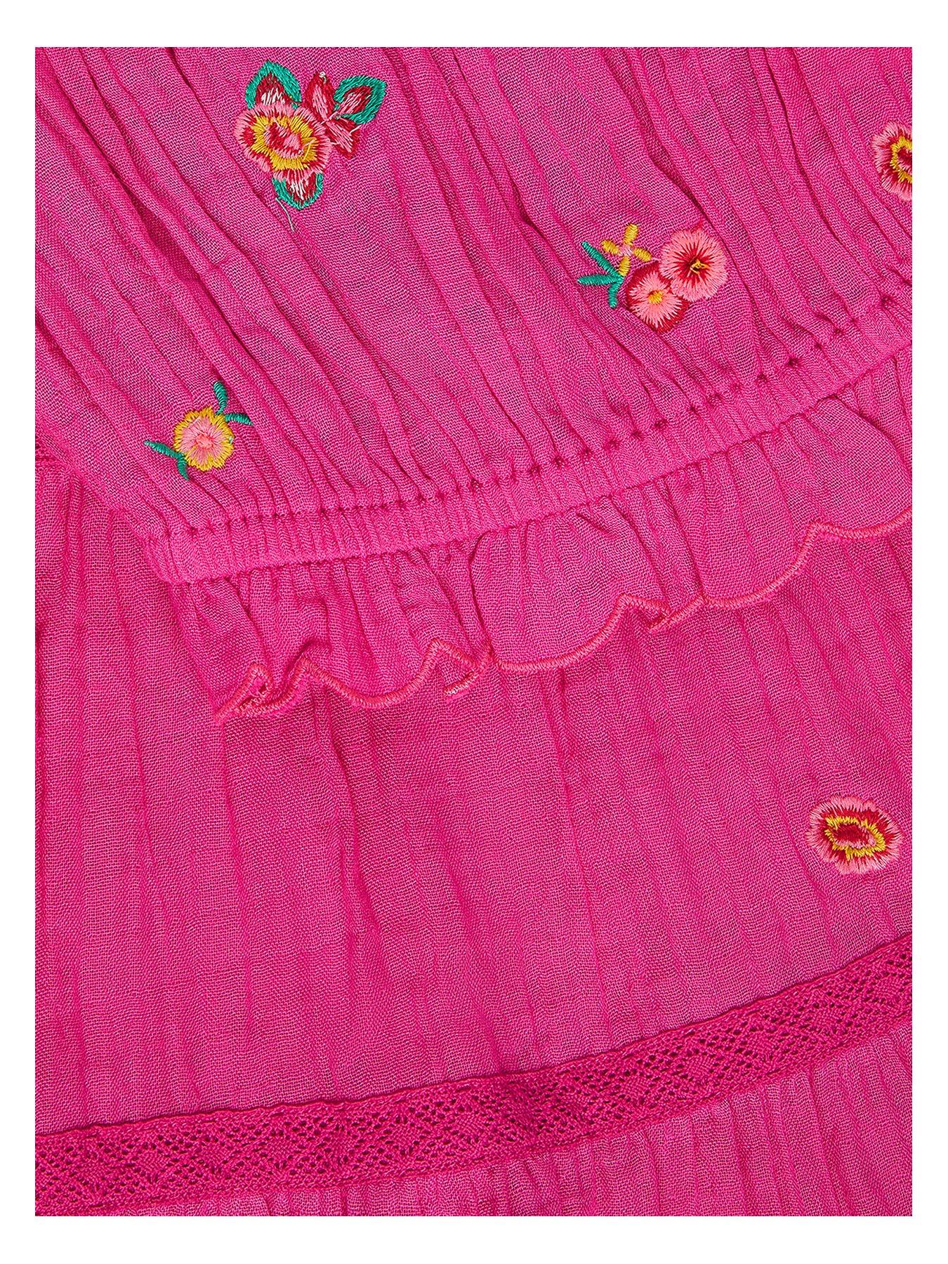 Image 3 of 3 of Monsoon Girls Embroidered Maxi Skirt Set - Bright Pink