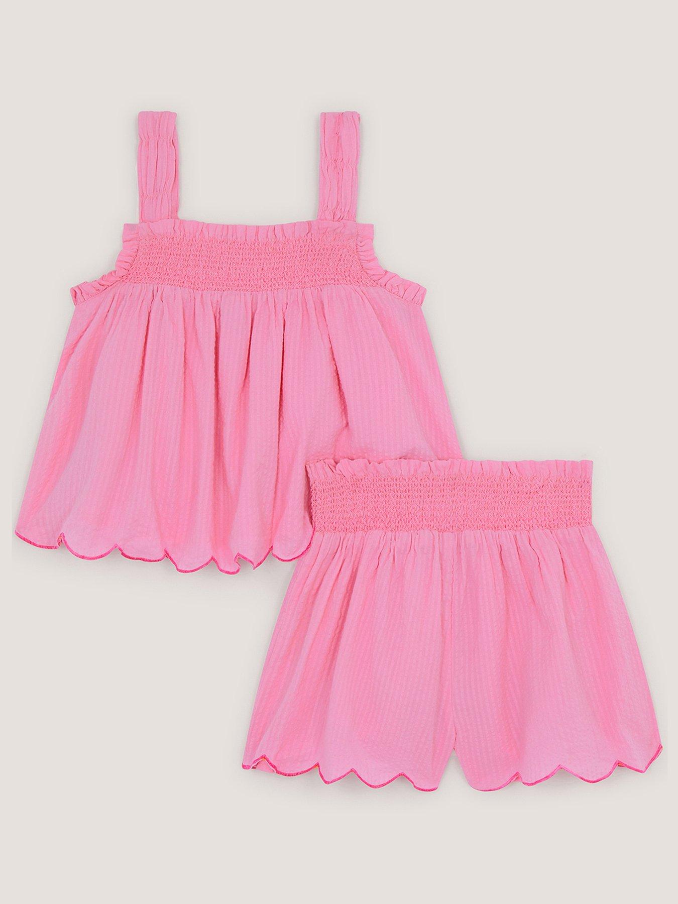Image 3 of 4 of Monsoon Girls Flower Embroidered Set - Pink